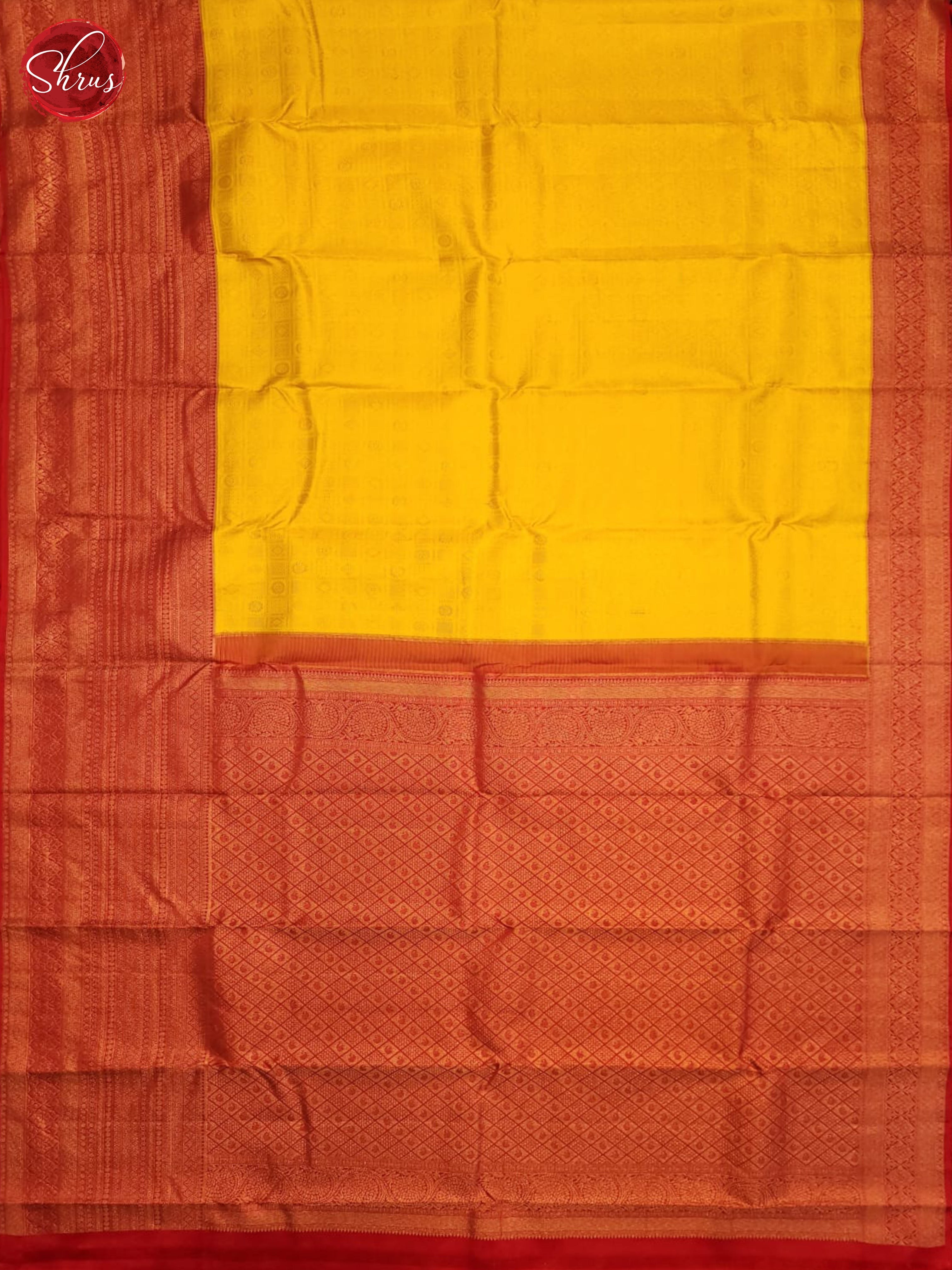 Yellow & Red - Kanchipuram silk Saree - Shop on ShrusEternity.com