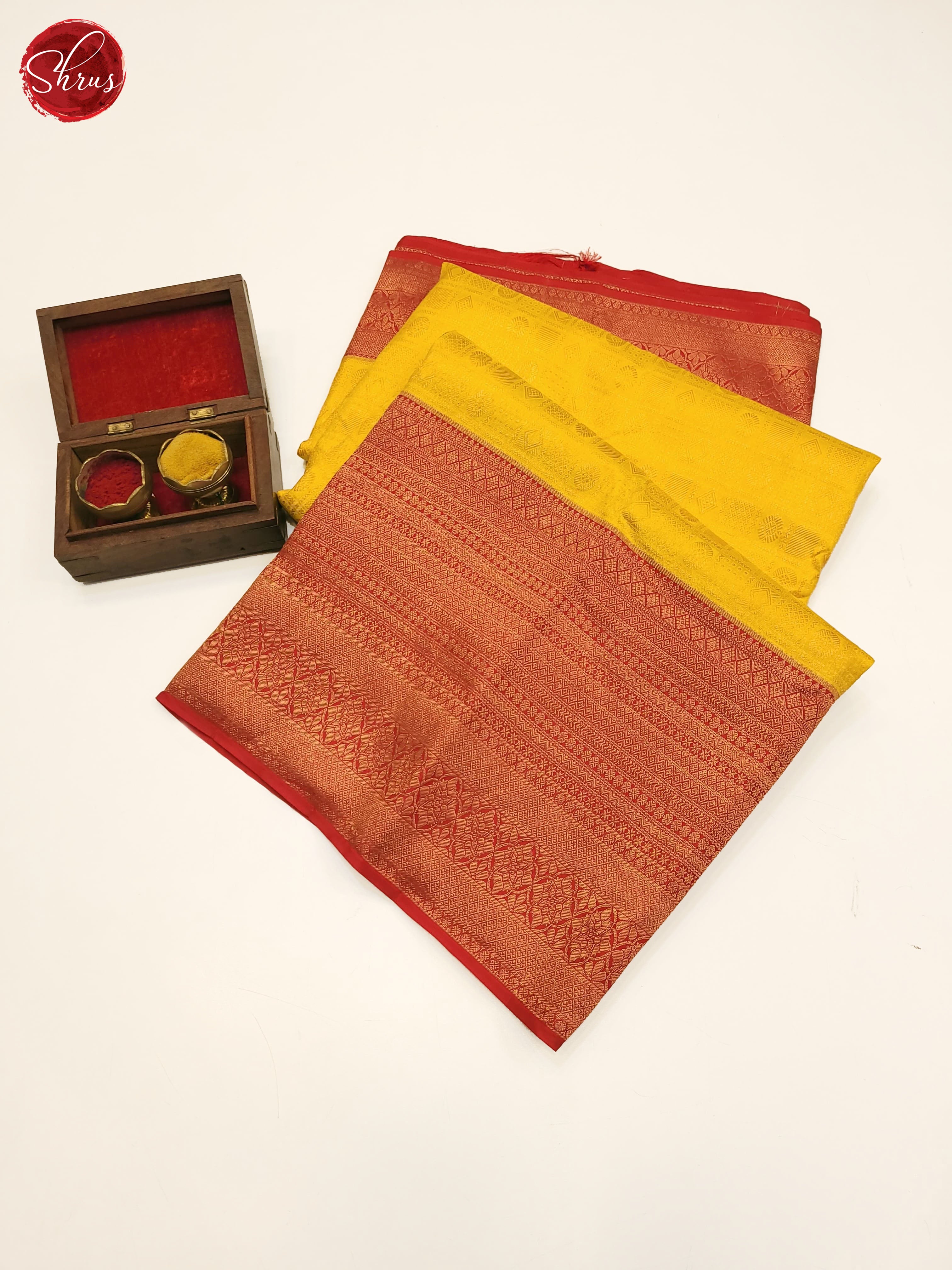 Yellow & Red - Kanchipuram silk Saree - Shop on ShrusEternity.com