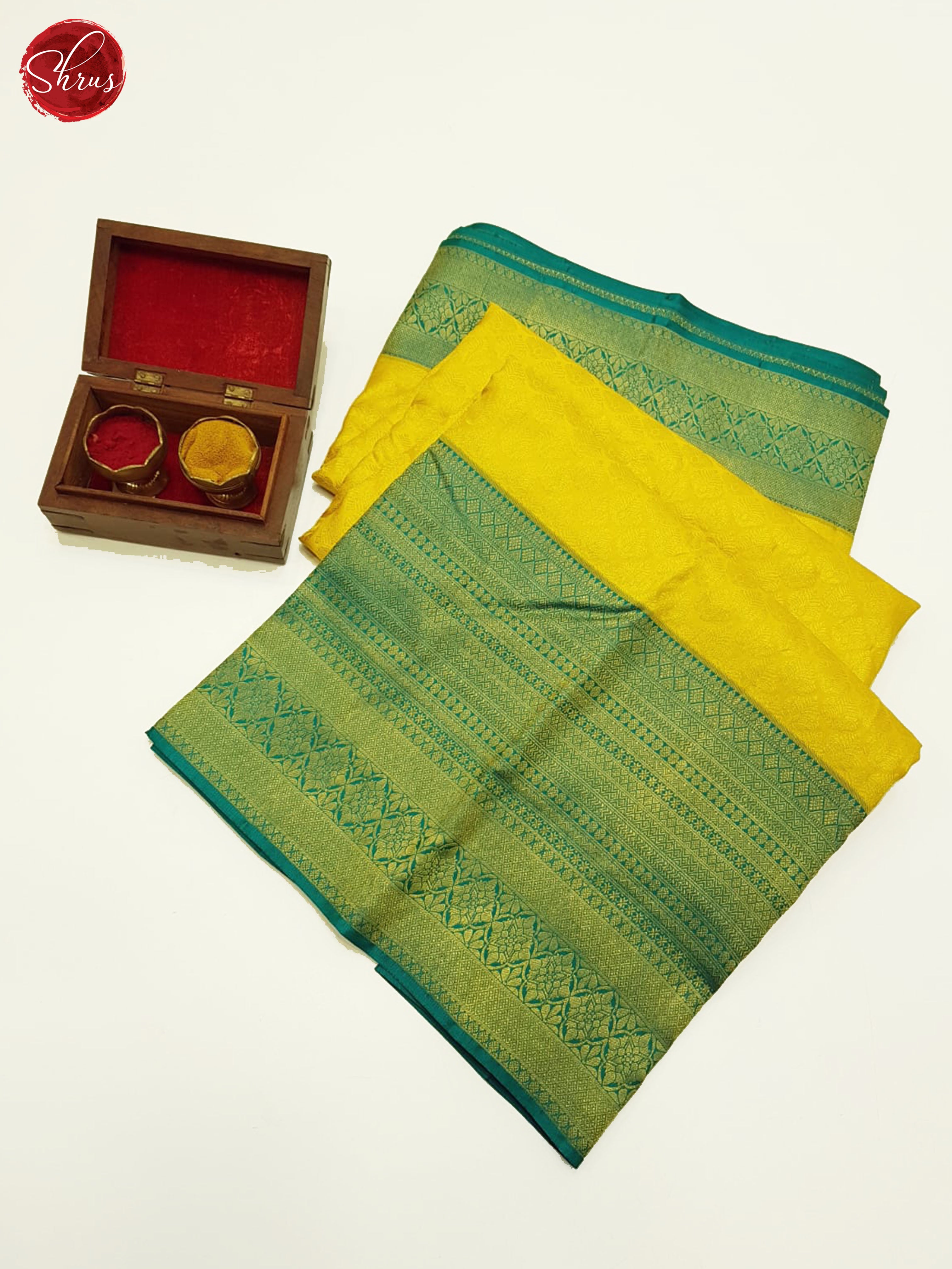 Yellow And Green-Kanchipuram Silk saree - Shop on ShrusEternity.com