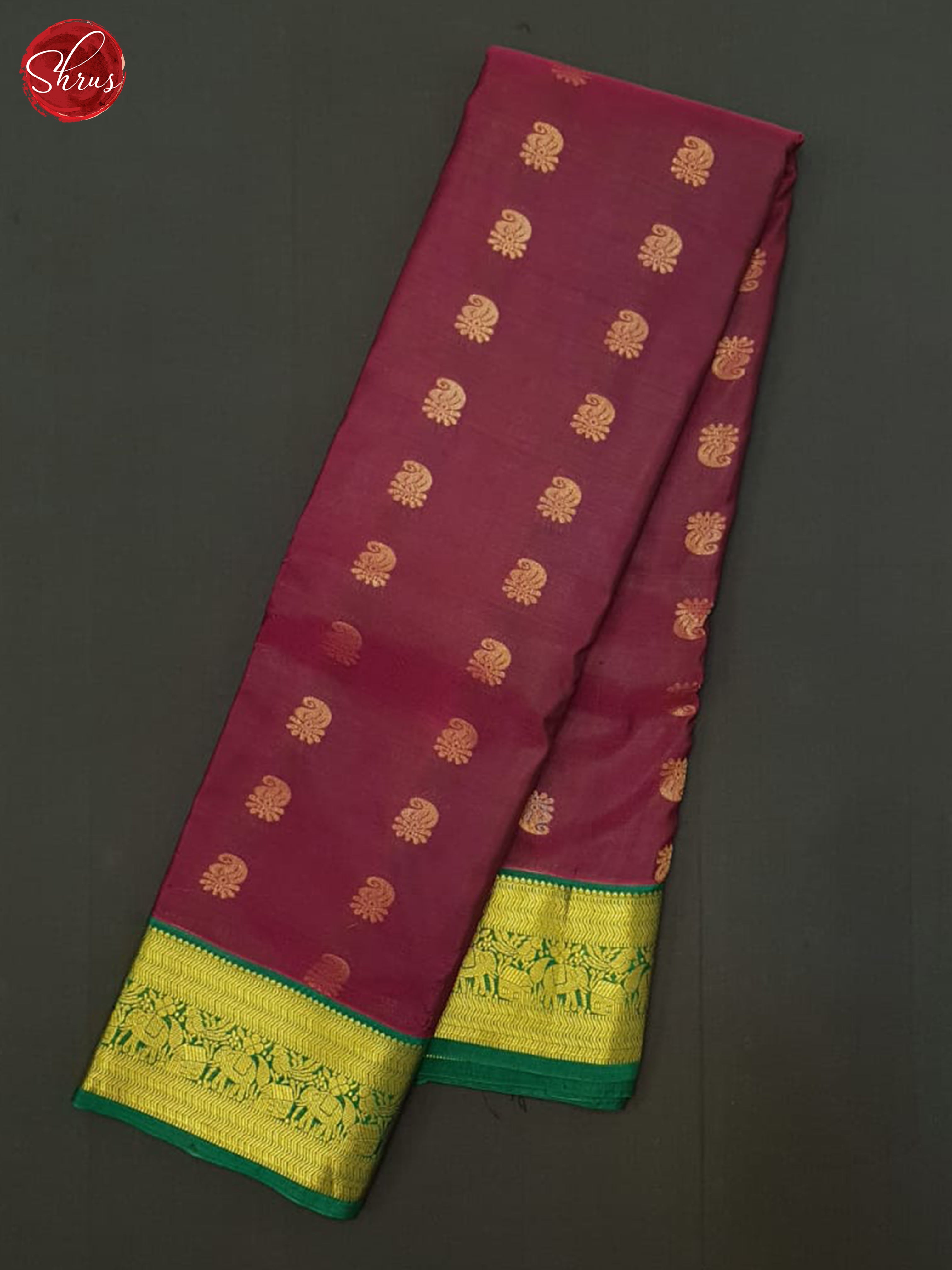 Red & Green - Kanchipuram half Pure Silk Saree - Shop on ShrusEternity.com