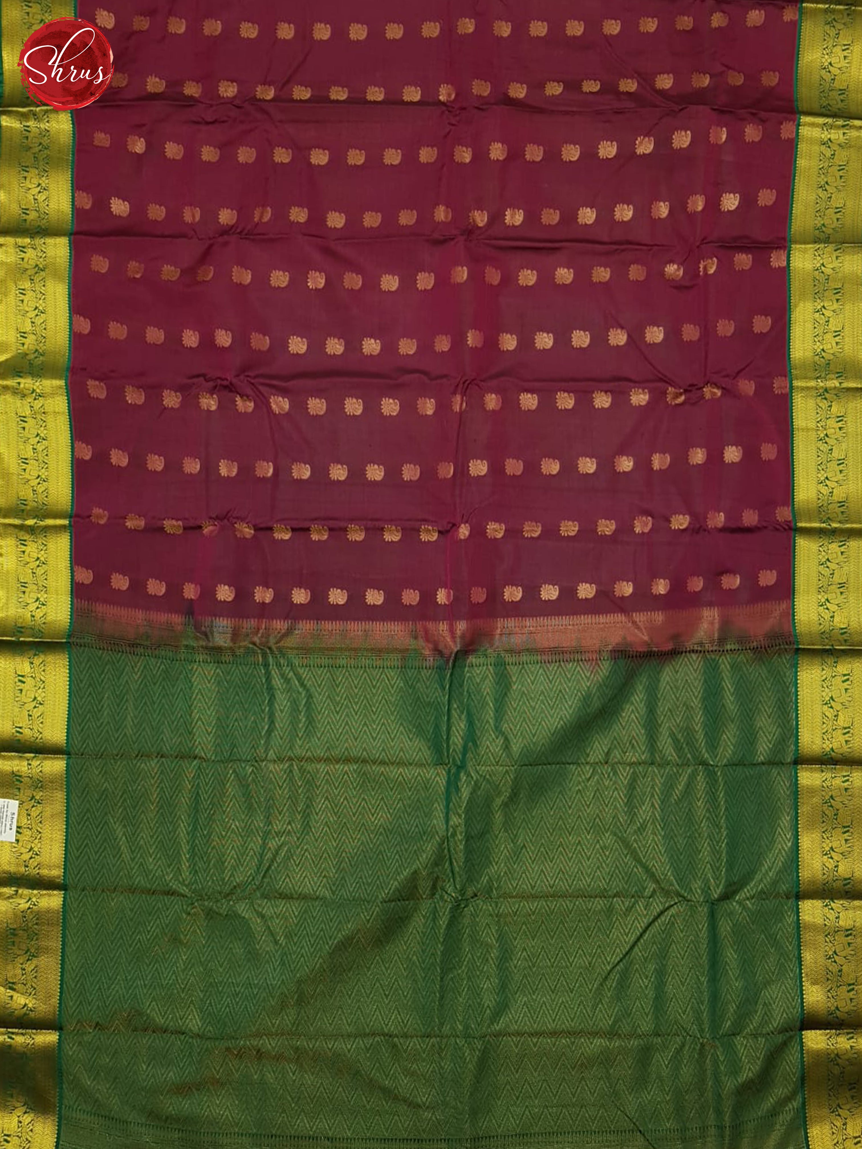 Red & Green - Kanchipuram half Pure Silk Saree - Shop on ShrusEternity.com