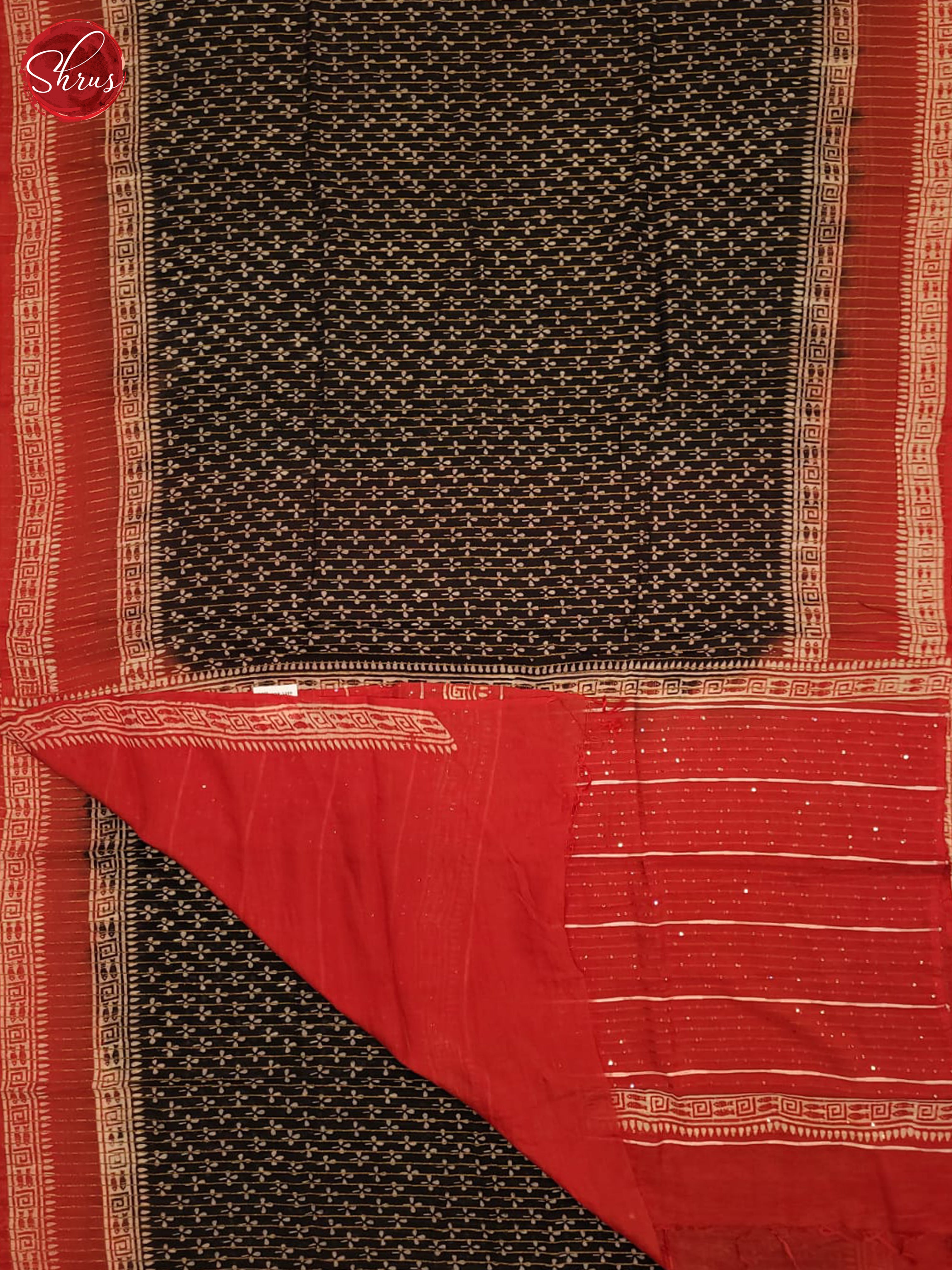 Black & Red- Semi gicha Saree - Shop on ShrusEternity.com