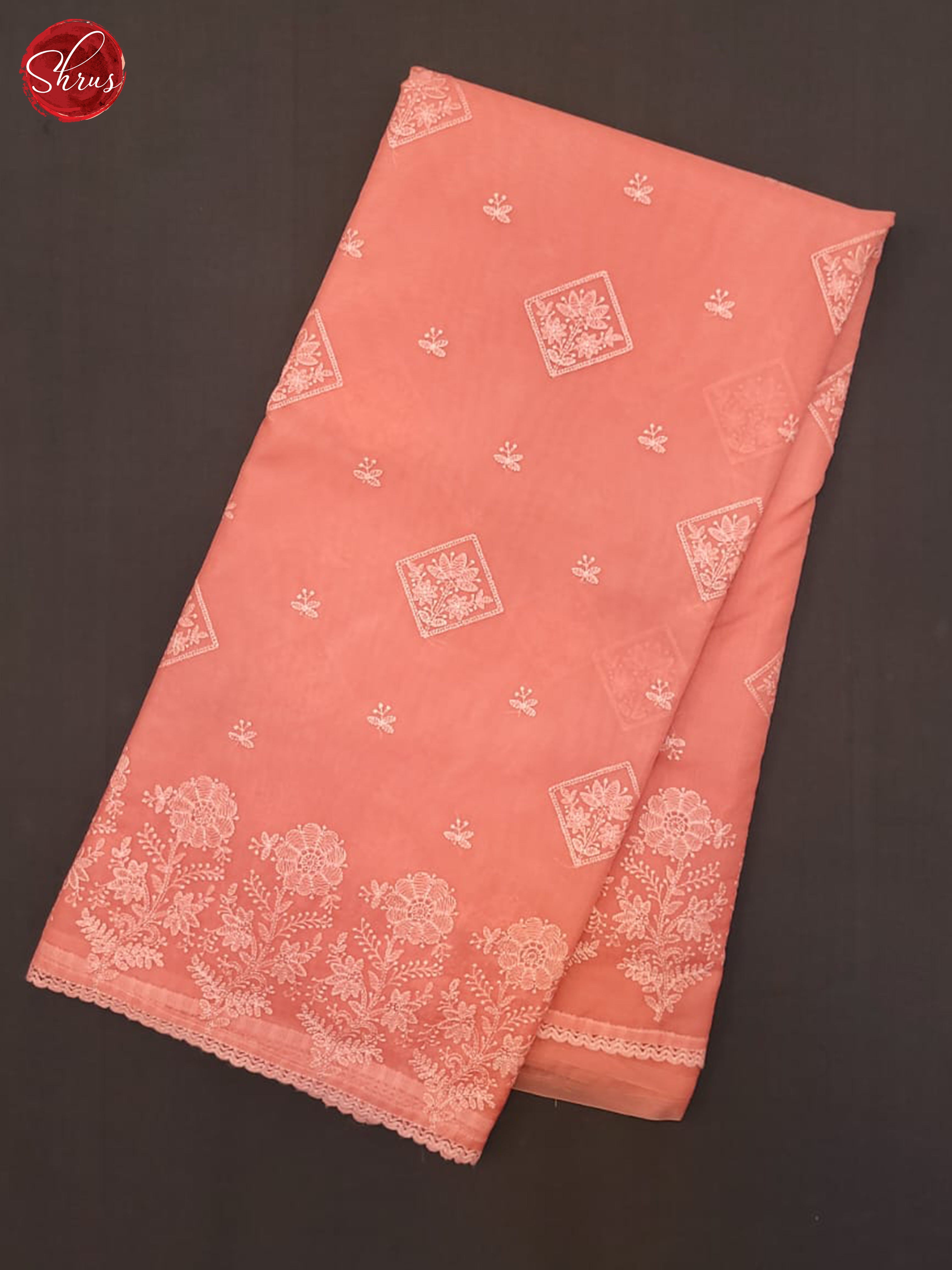 Peachish Pink(Single Tone) - Semi organza Saree - Shop on ShrusEternity.com