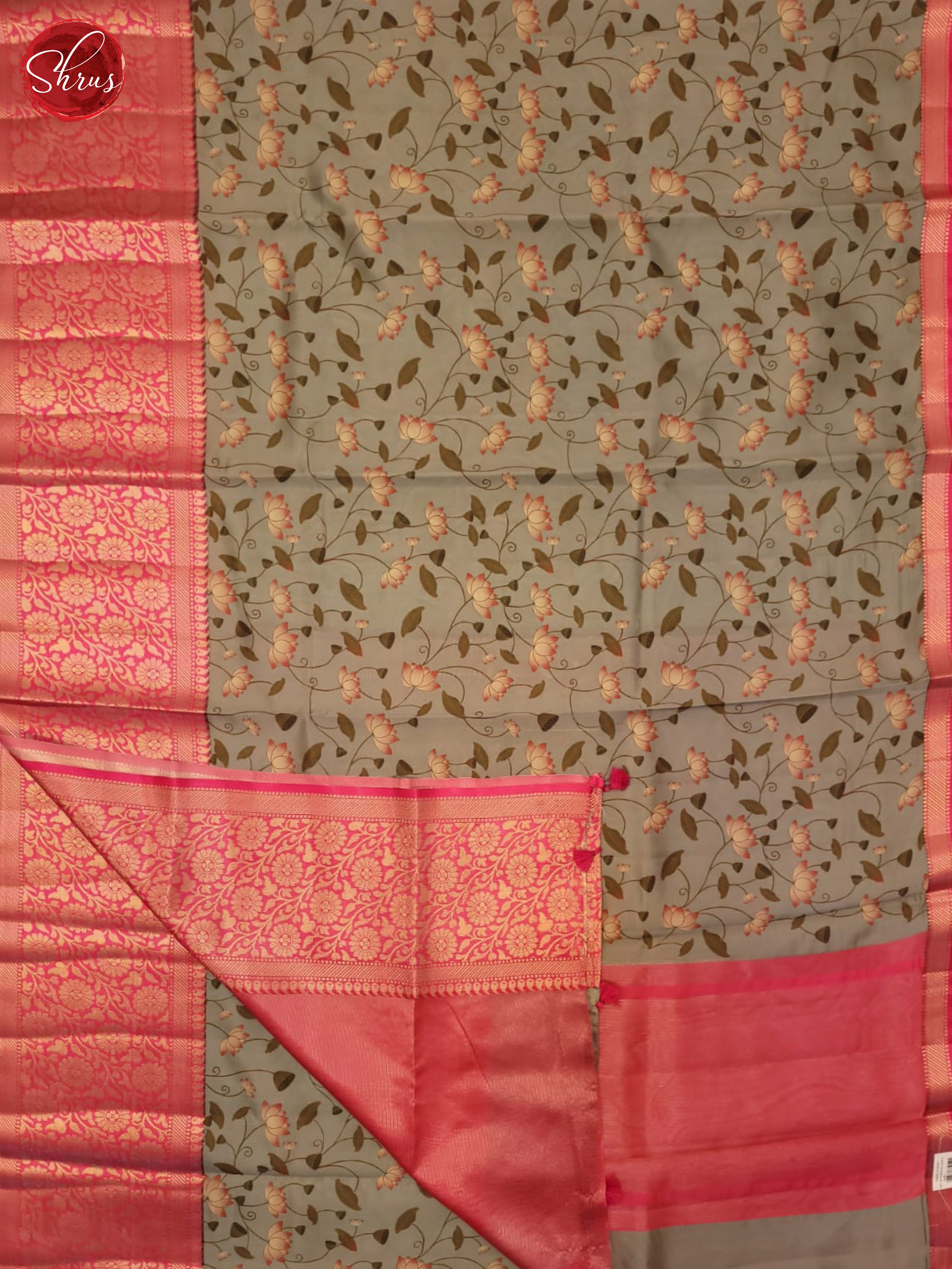 Grey & Pink - Semi dupion Saree - Shop on ShrusEternity.com