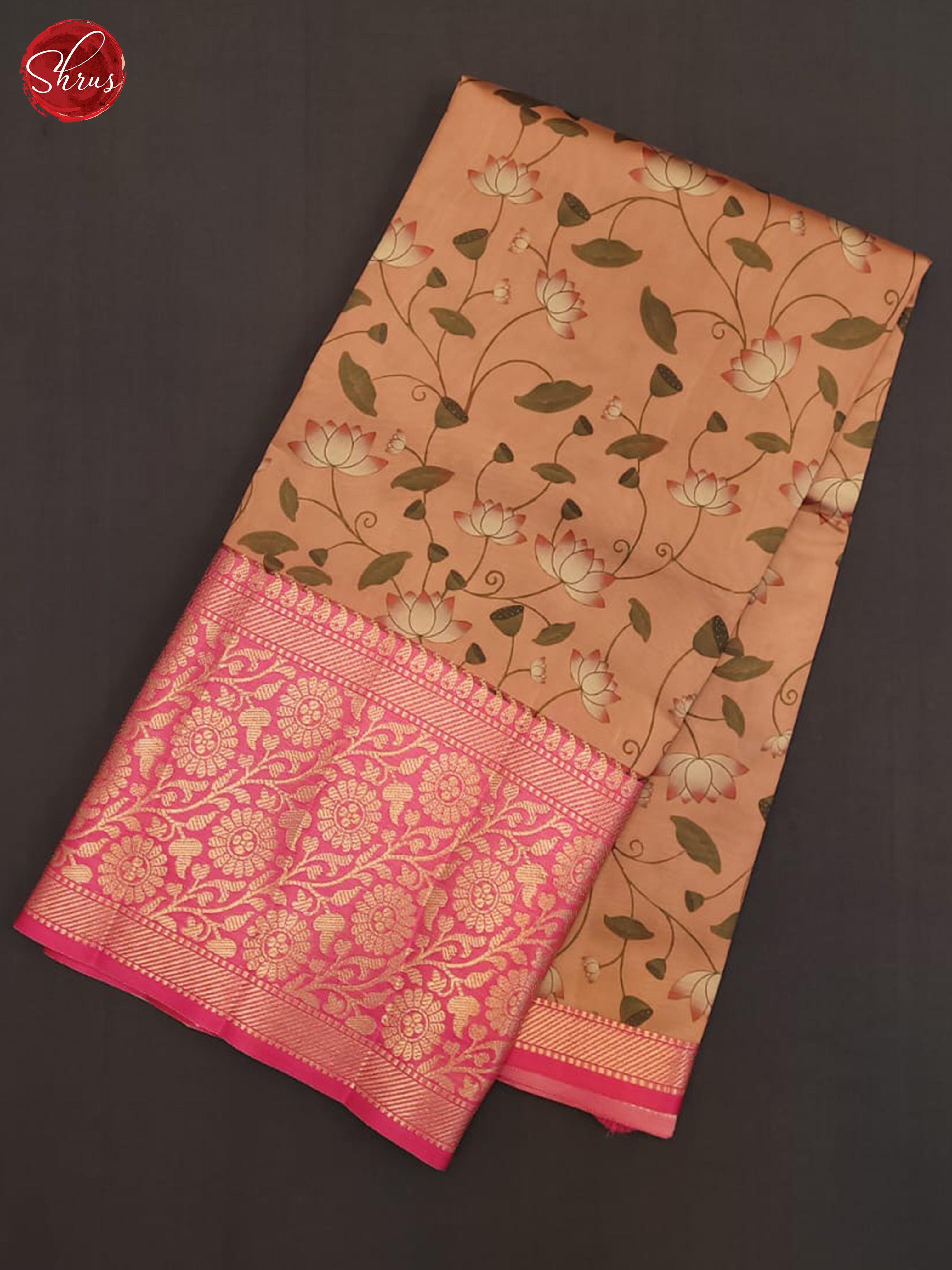 Peach & Pink - Semi dupion Saree - Shop on ShrusEternity.com