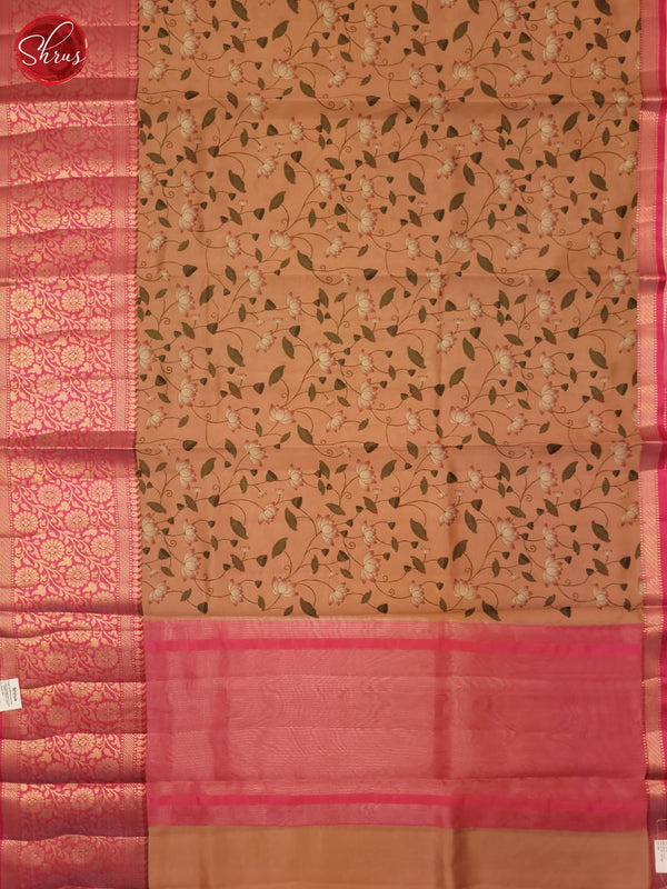 Peach & Pink - Semi dupion Saree - Shop on ShrusEternity.com