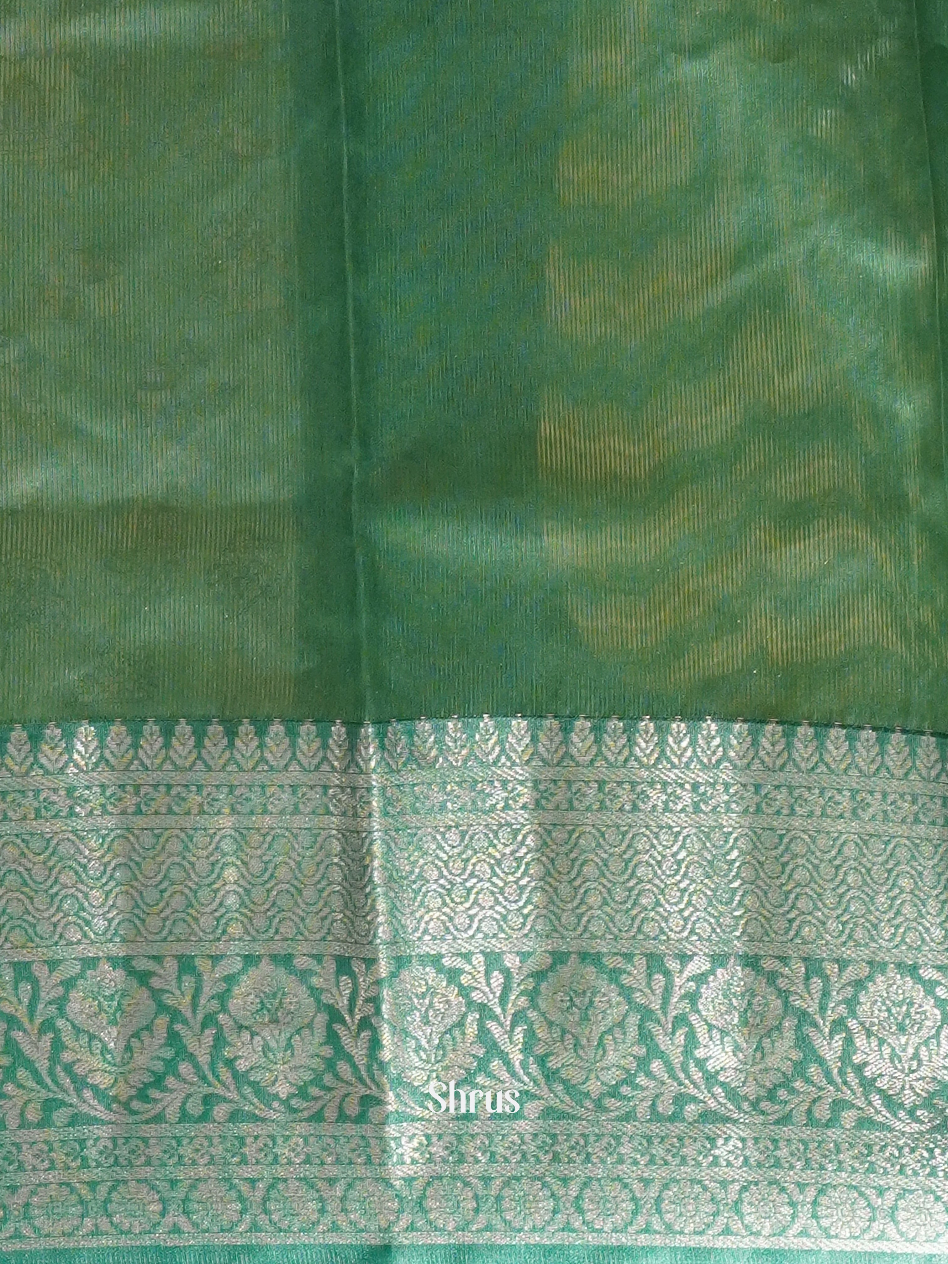 Elachi Green  & Green- Semi dupion Saree