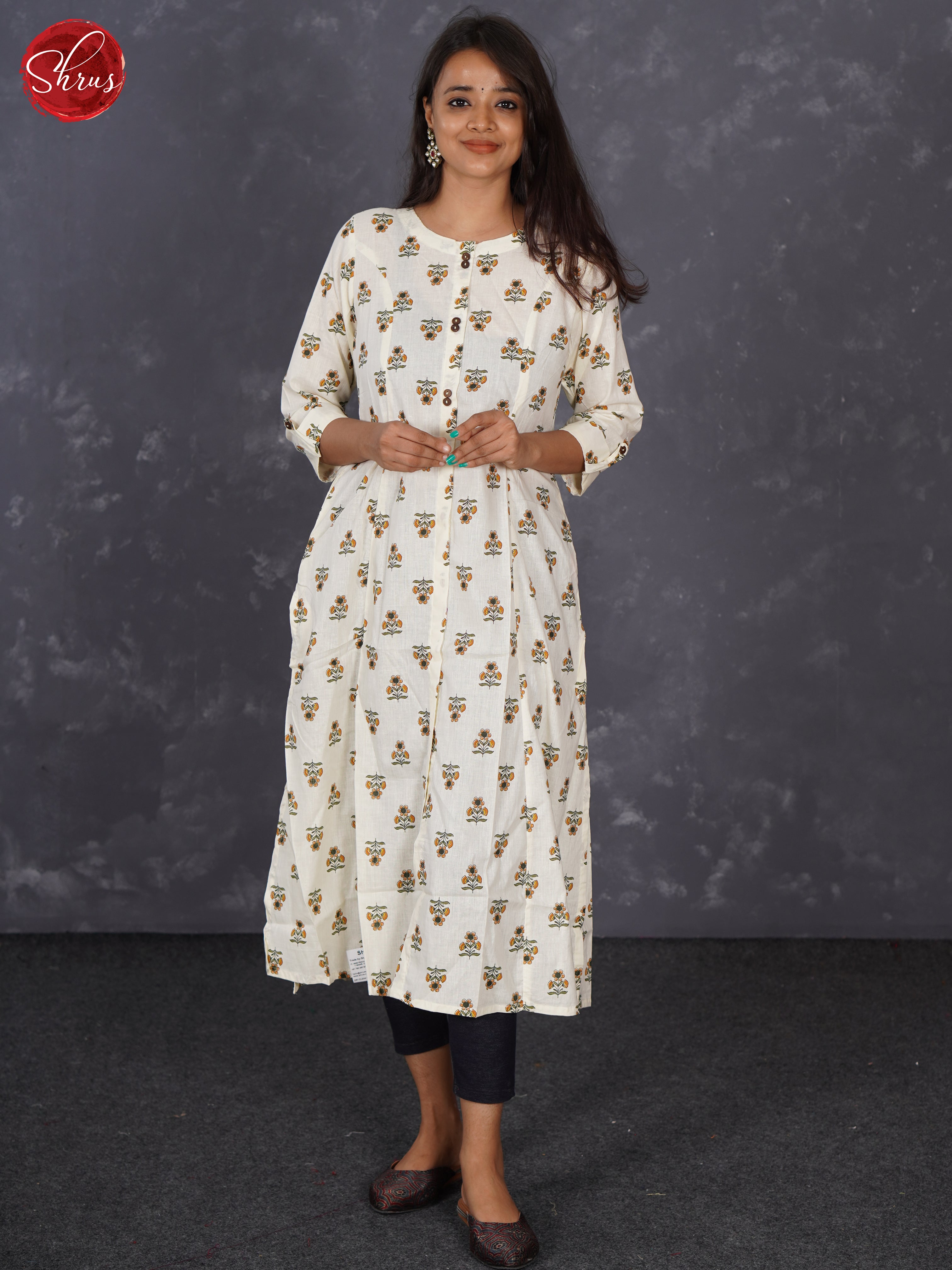 White - Readymade kurti top with floral print - Shop on ShrusEternity.com