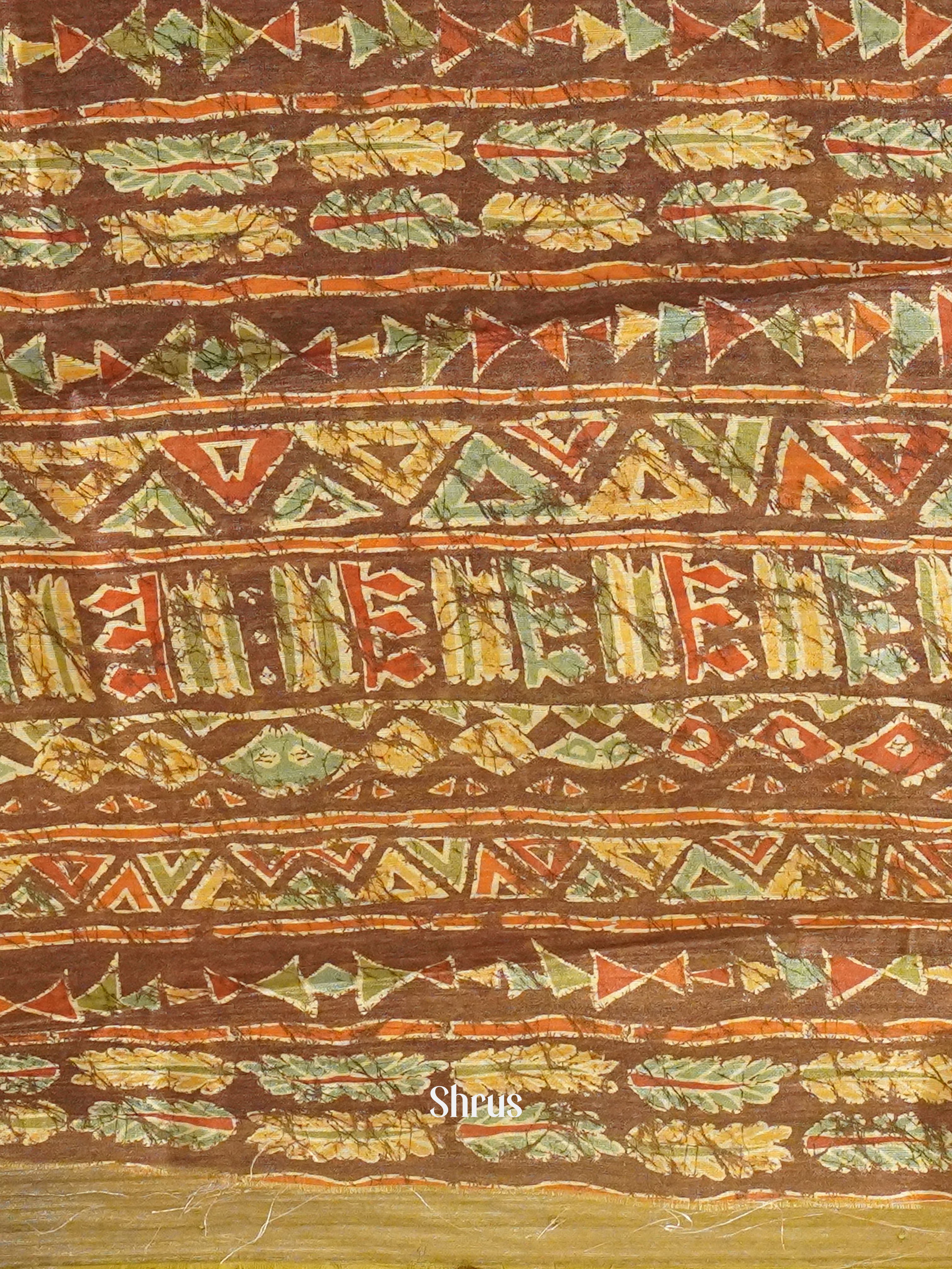 Brown - Semi Gicha Saree