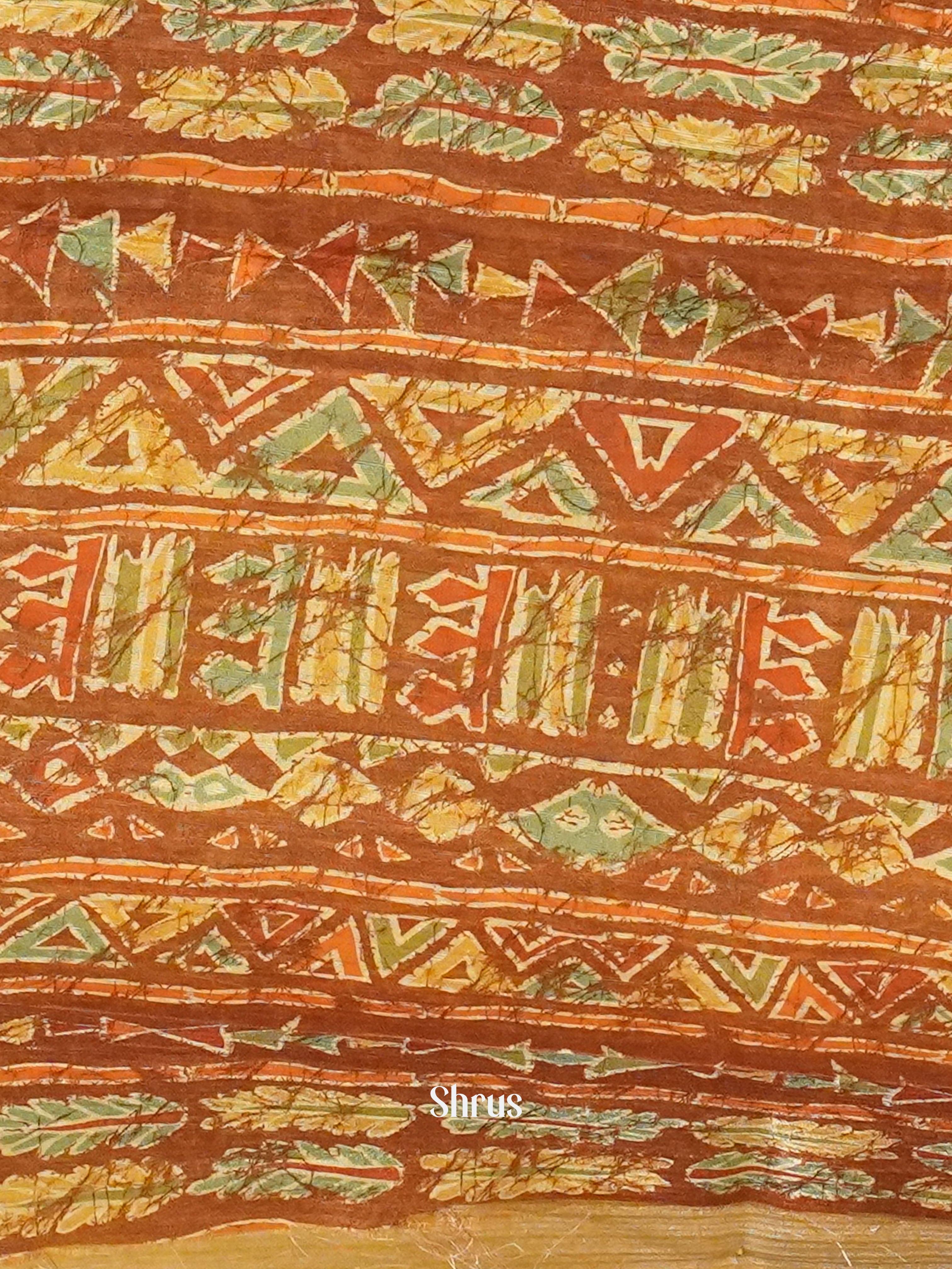 Brown - Semi Gicha Saree