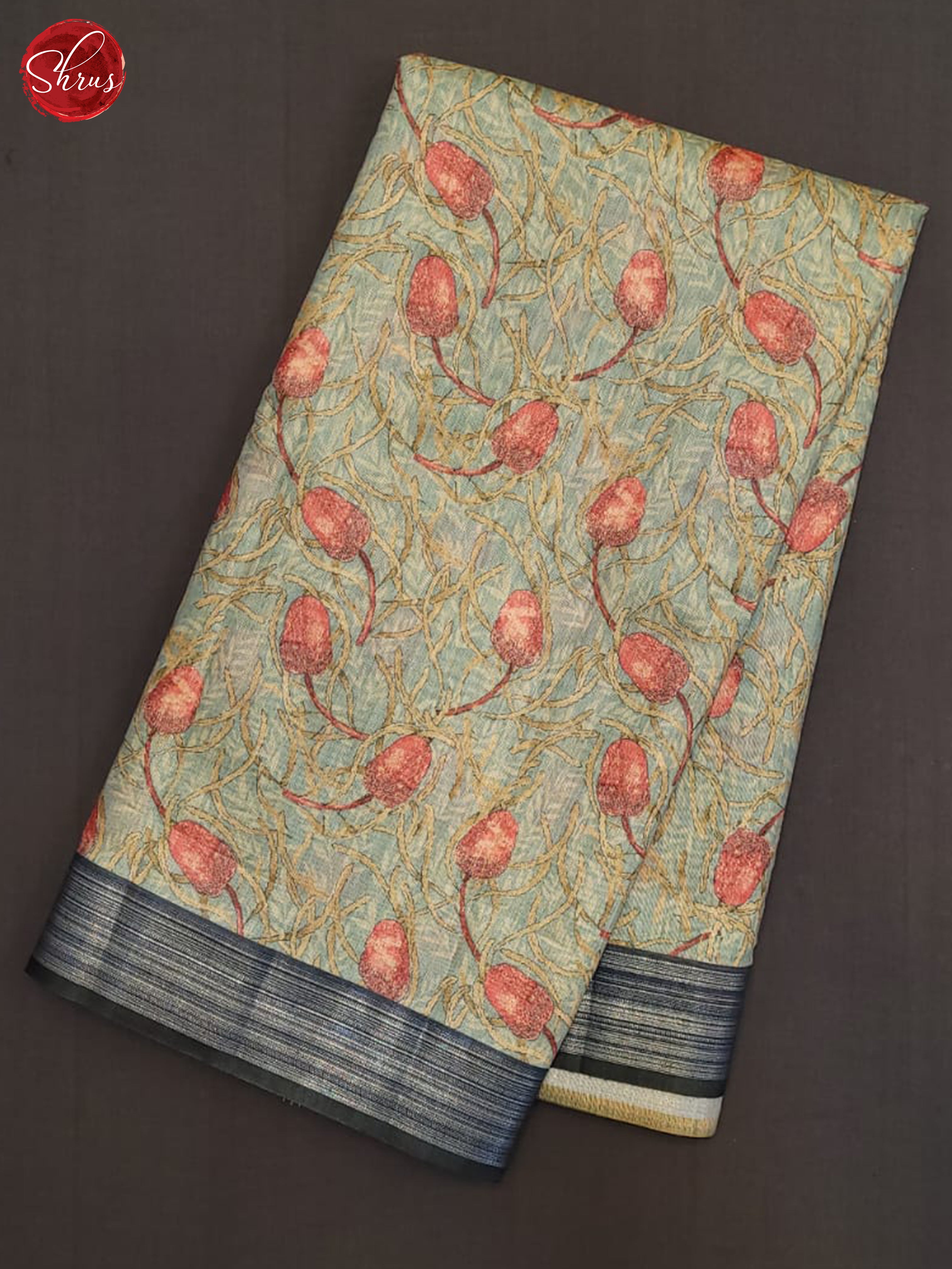 Light Blue & Blue- Semi gicha Saree - Shop on ShrusEternity.com