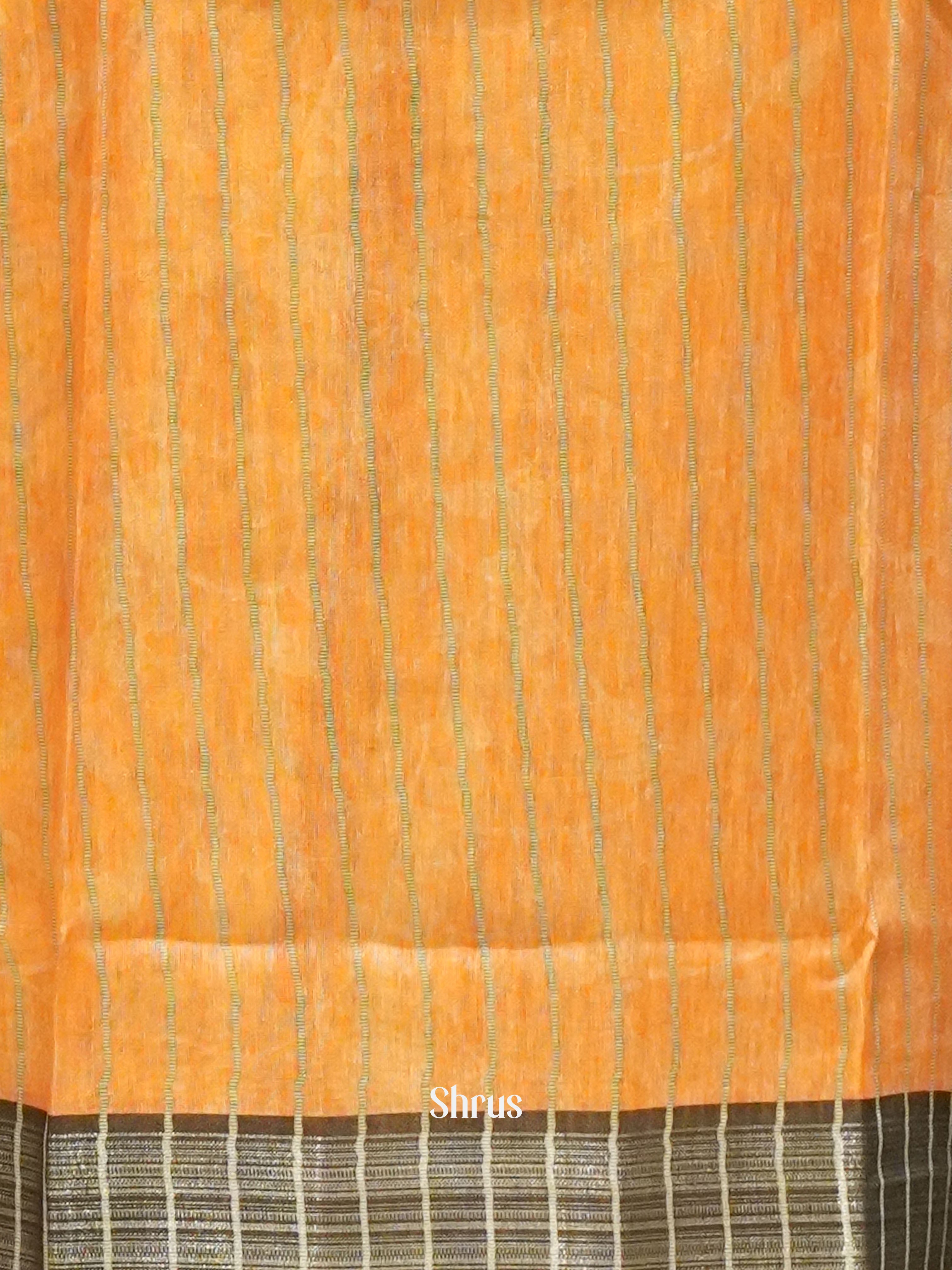 Peach & Brown - Semi gicha Saree