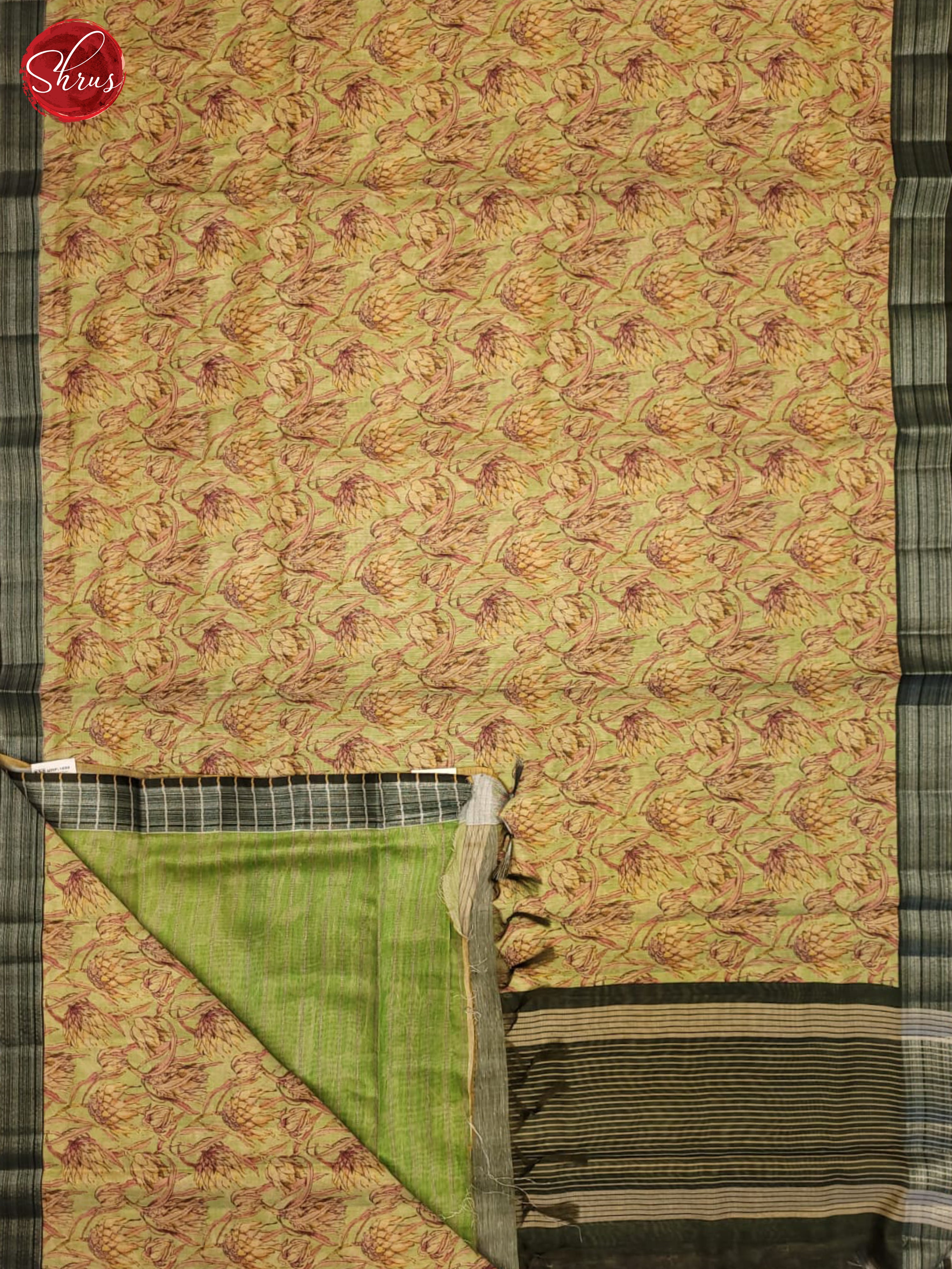 Light Green & green - Semi gicha Saree - Shop on ShrusEternity.com