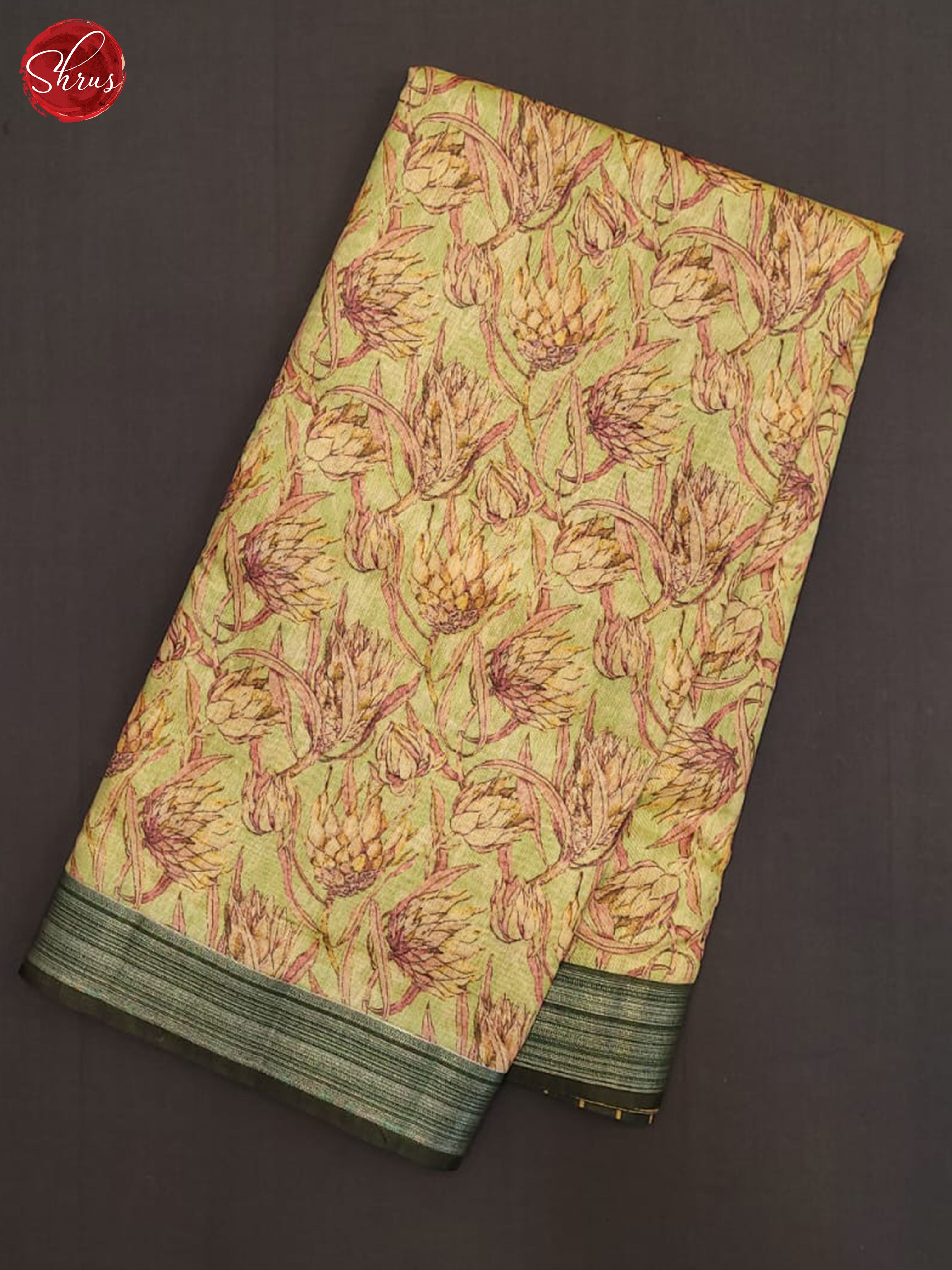 Light Green & green - Semi gicha Saree - Shop on ShrusEternity.com