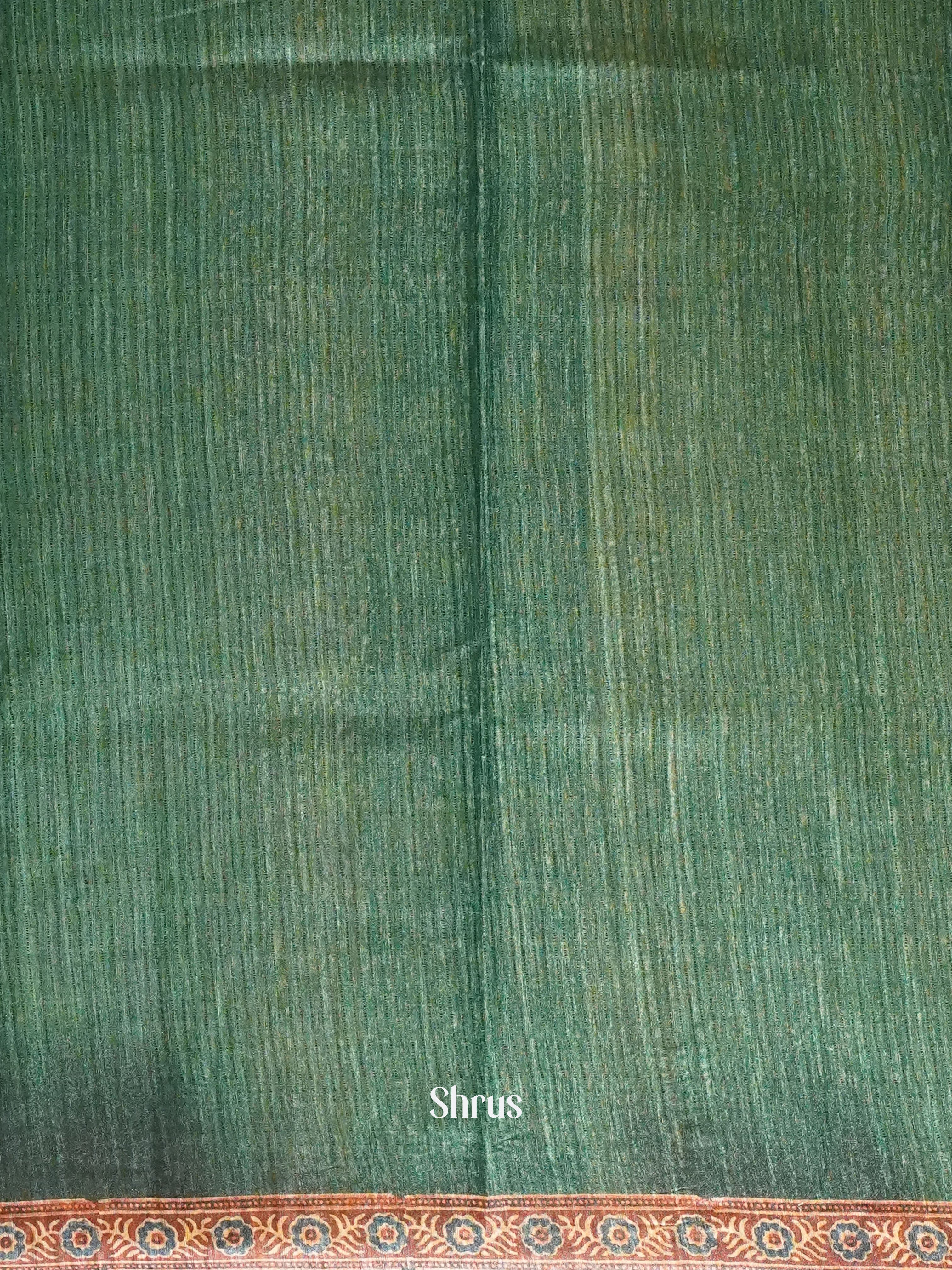 Green & Brown - Semi gicha Saree