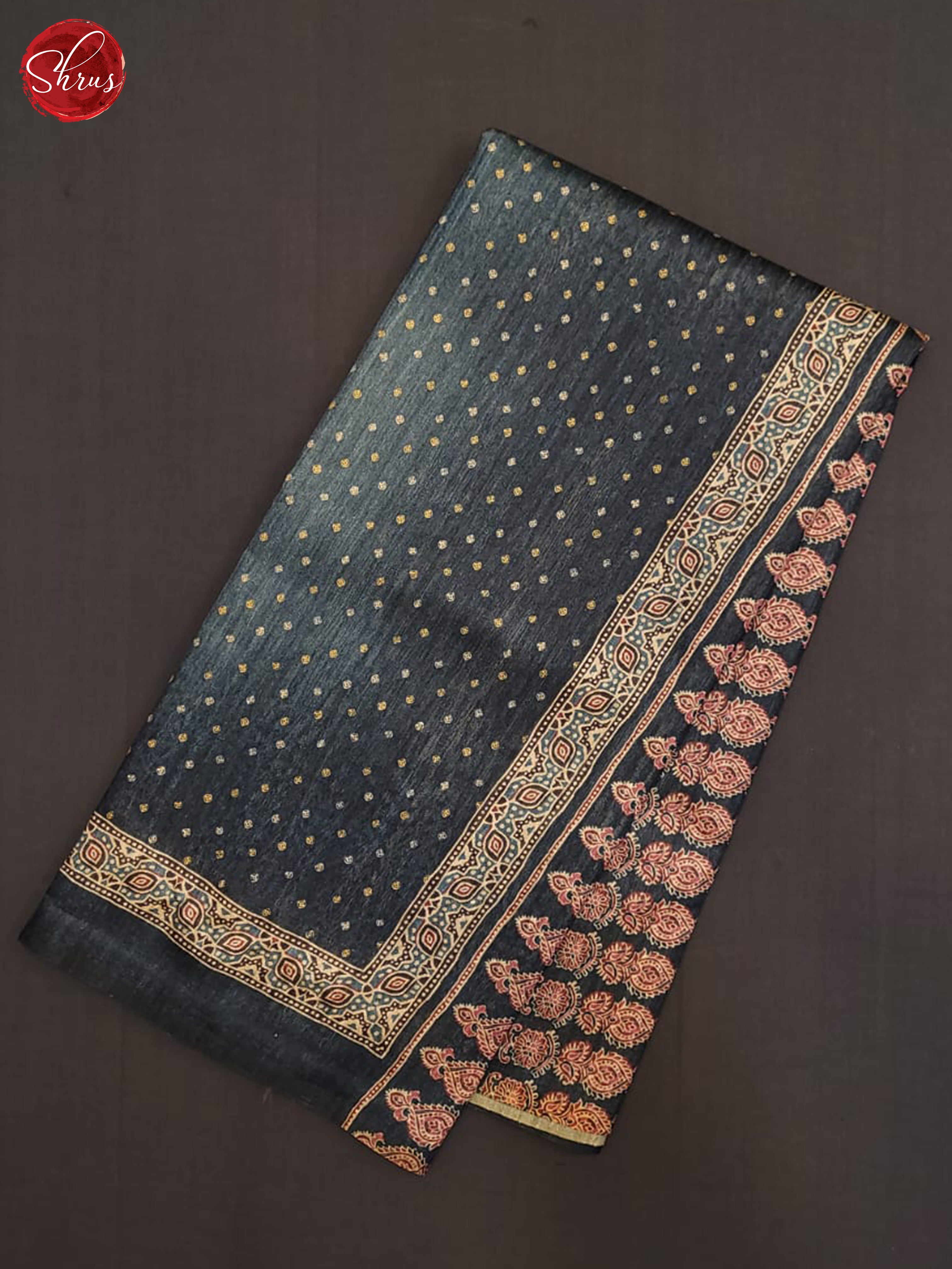 German Blue & Brown - Semi gicha Saree - Shop on ShrusEternity.com