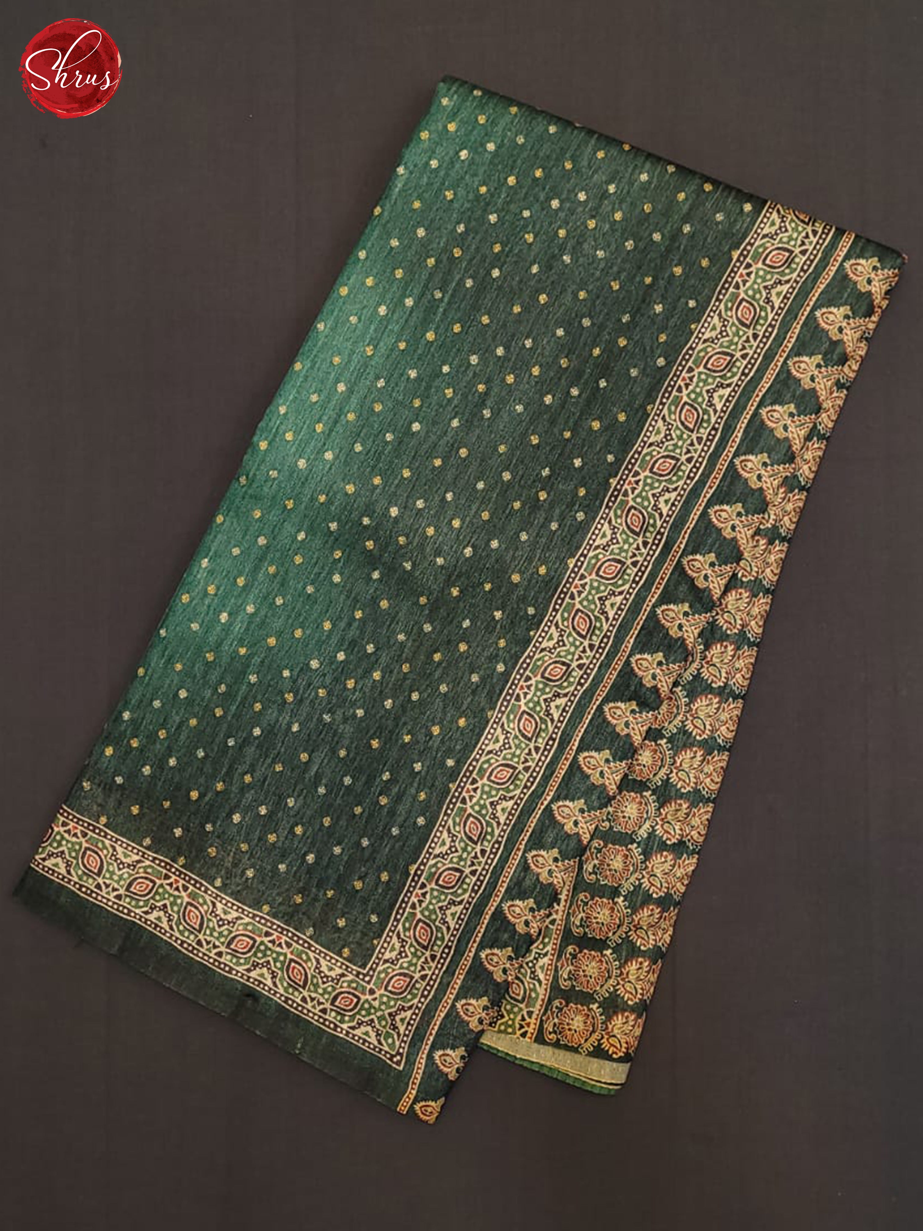 Bottle Green  & Brown - Semi gicha Saree - Shop on ShrusEternity.com