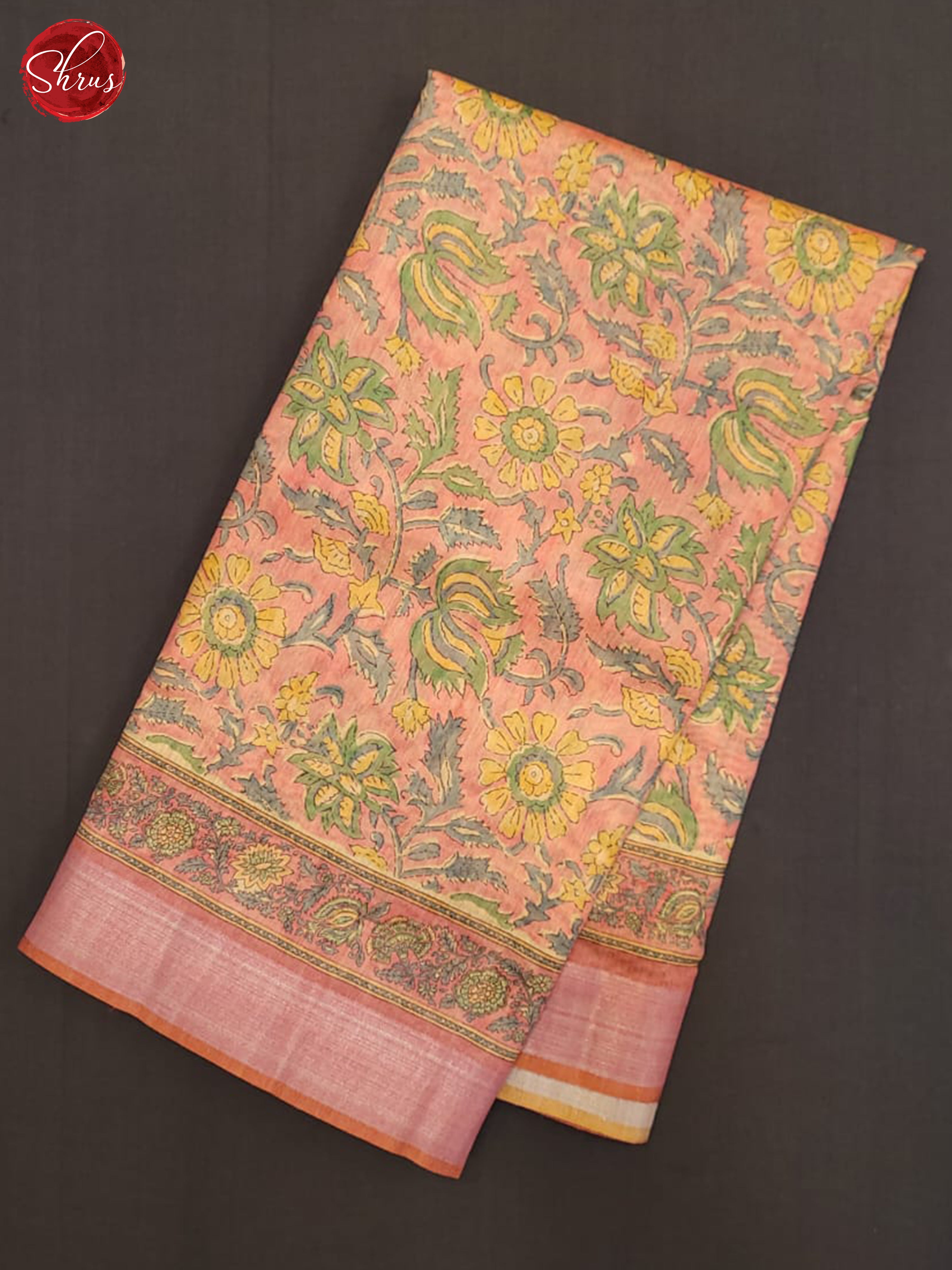 Pink & Beige  - Semi gicha Saree - Shop on ShrusEternity.com