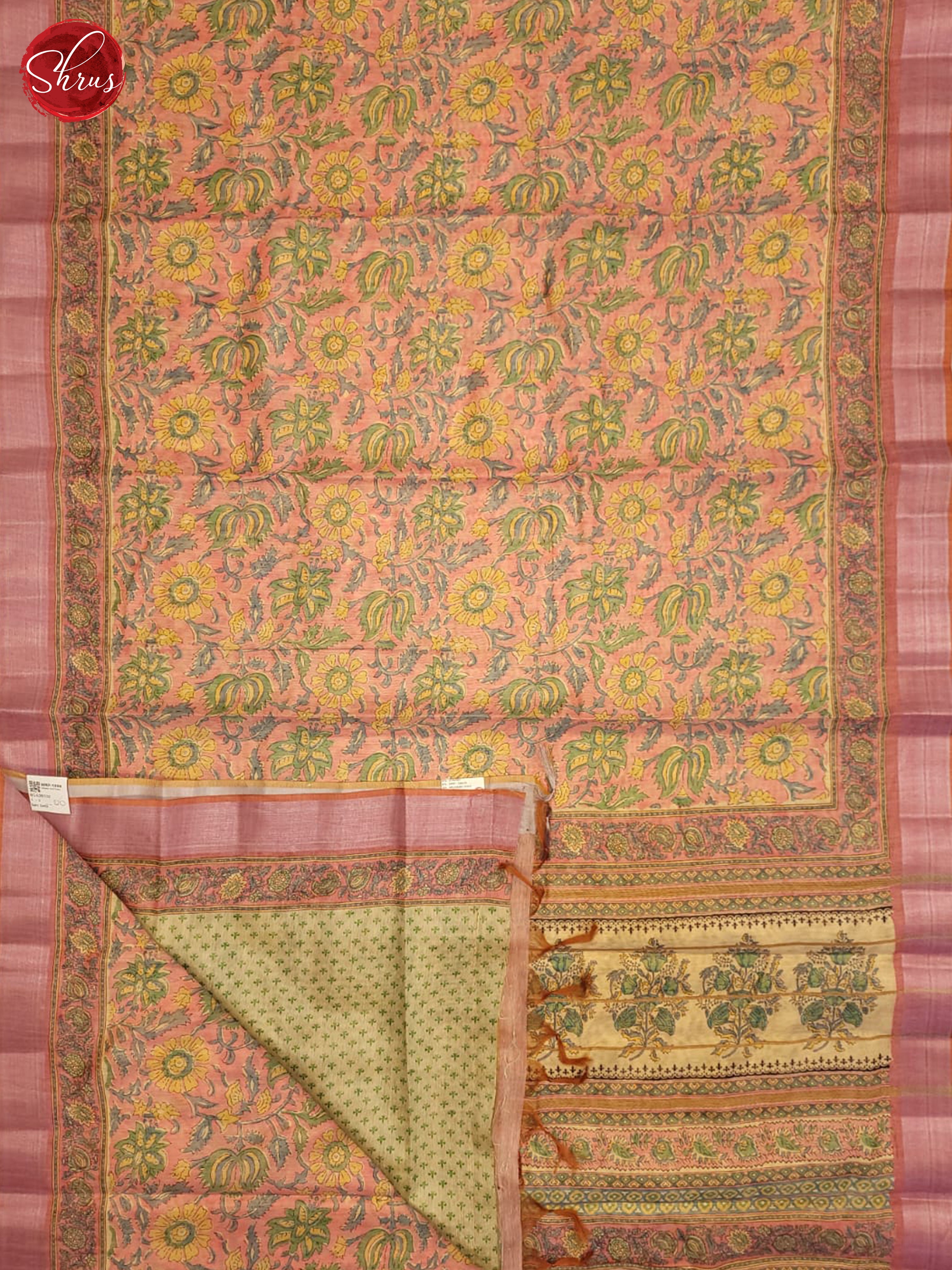 Pink & Beige  - Semi gicha Saree - Shop on ShrusEternity.com