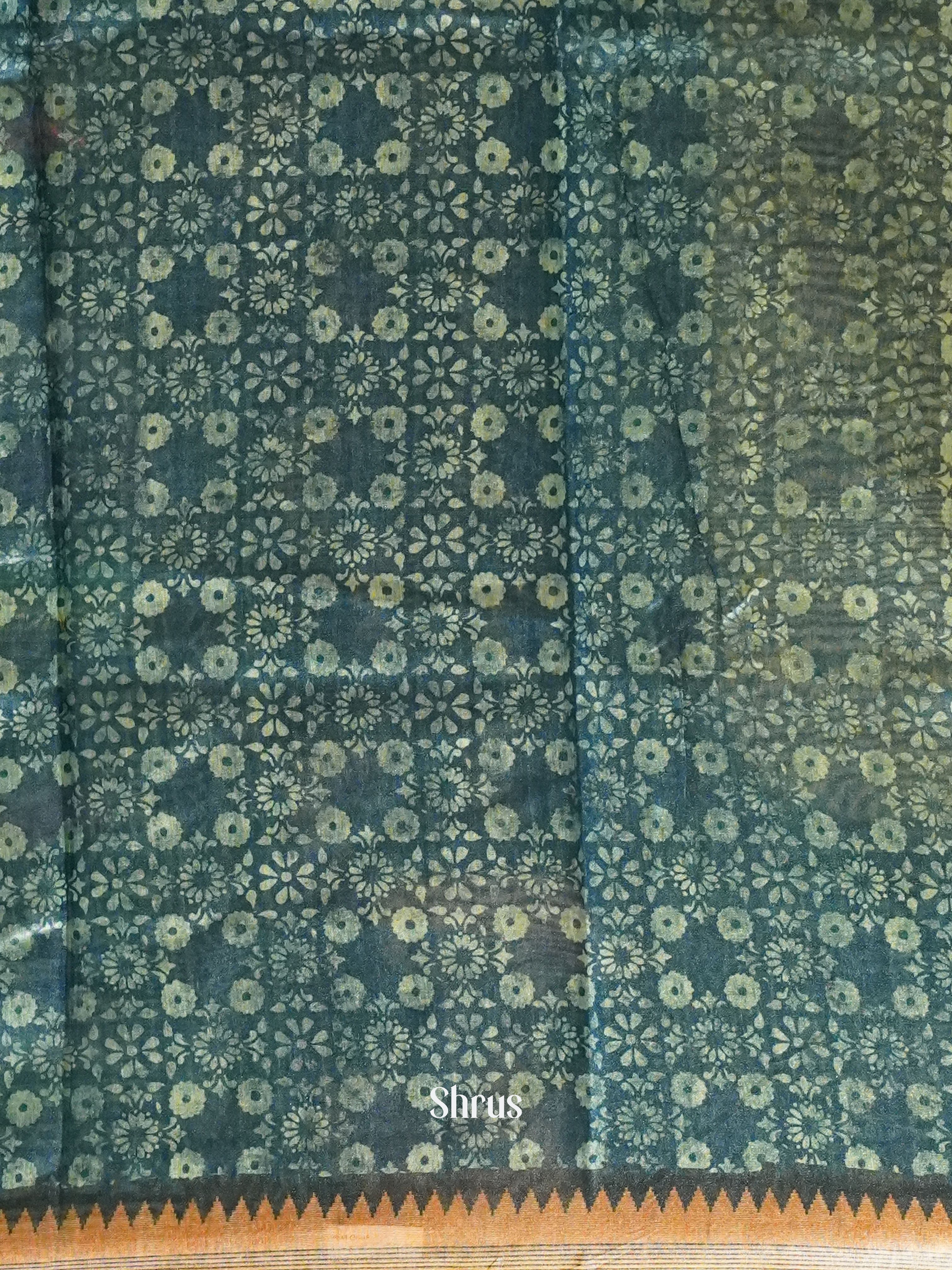 Blue & Black - Semi gicha Saree