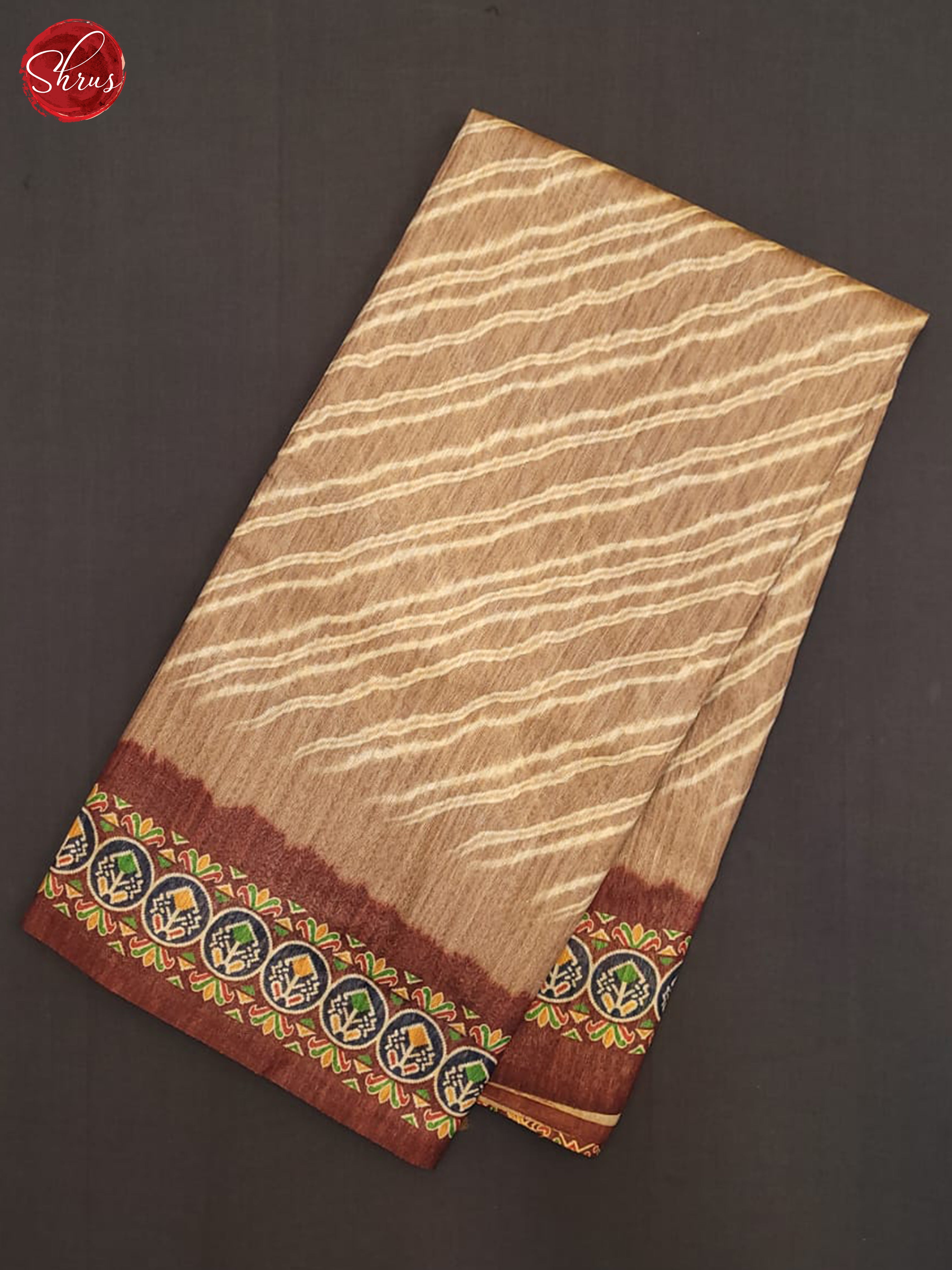 Light Brown  & Brown- Semi Gicha Saree - Shop on ShrusEternity.com