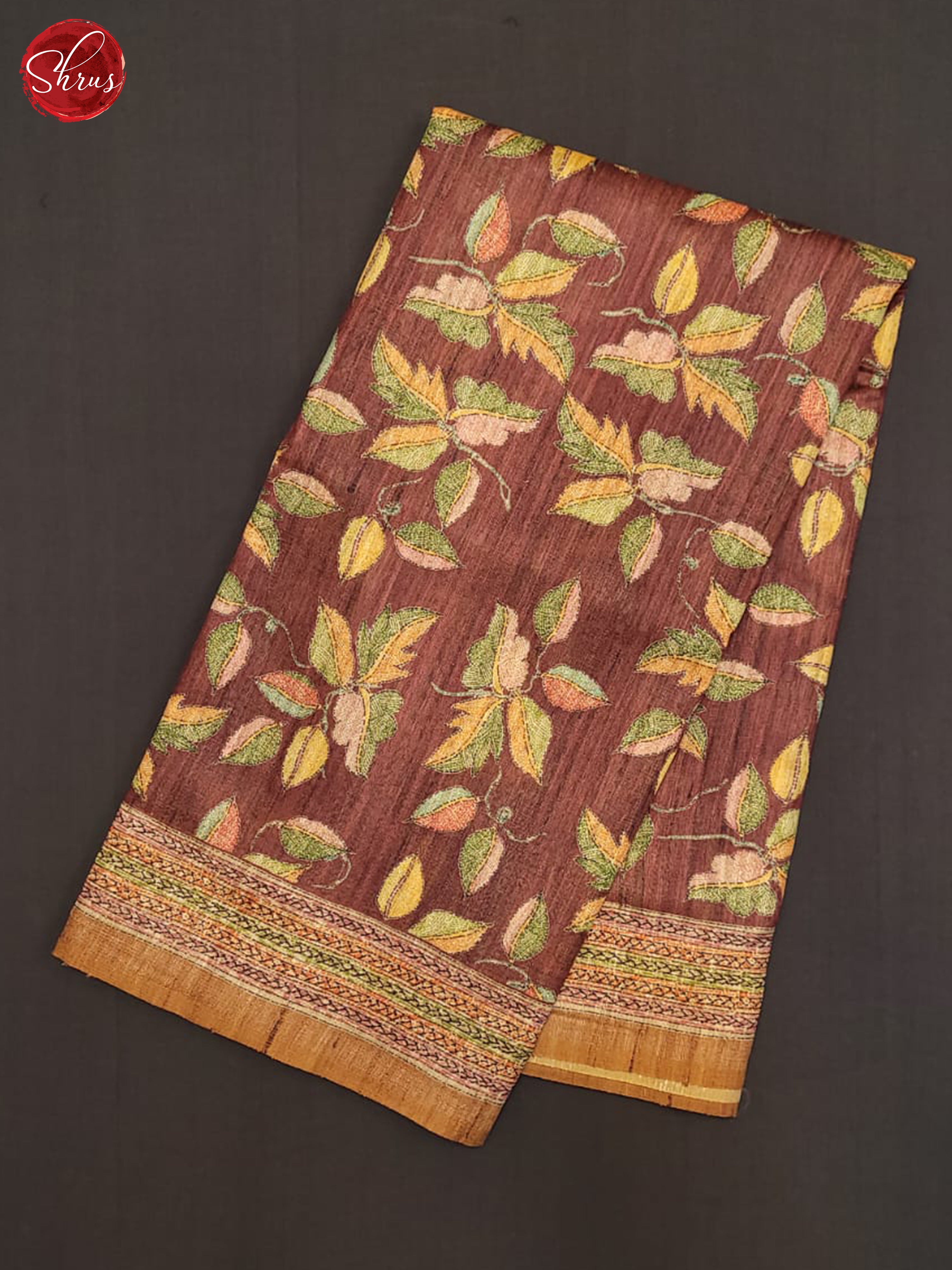 Maroon & Brown - Semi Gicha Saree - Shop on ShrusEternity.com