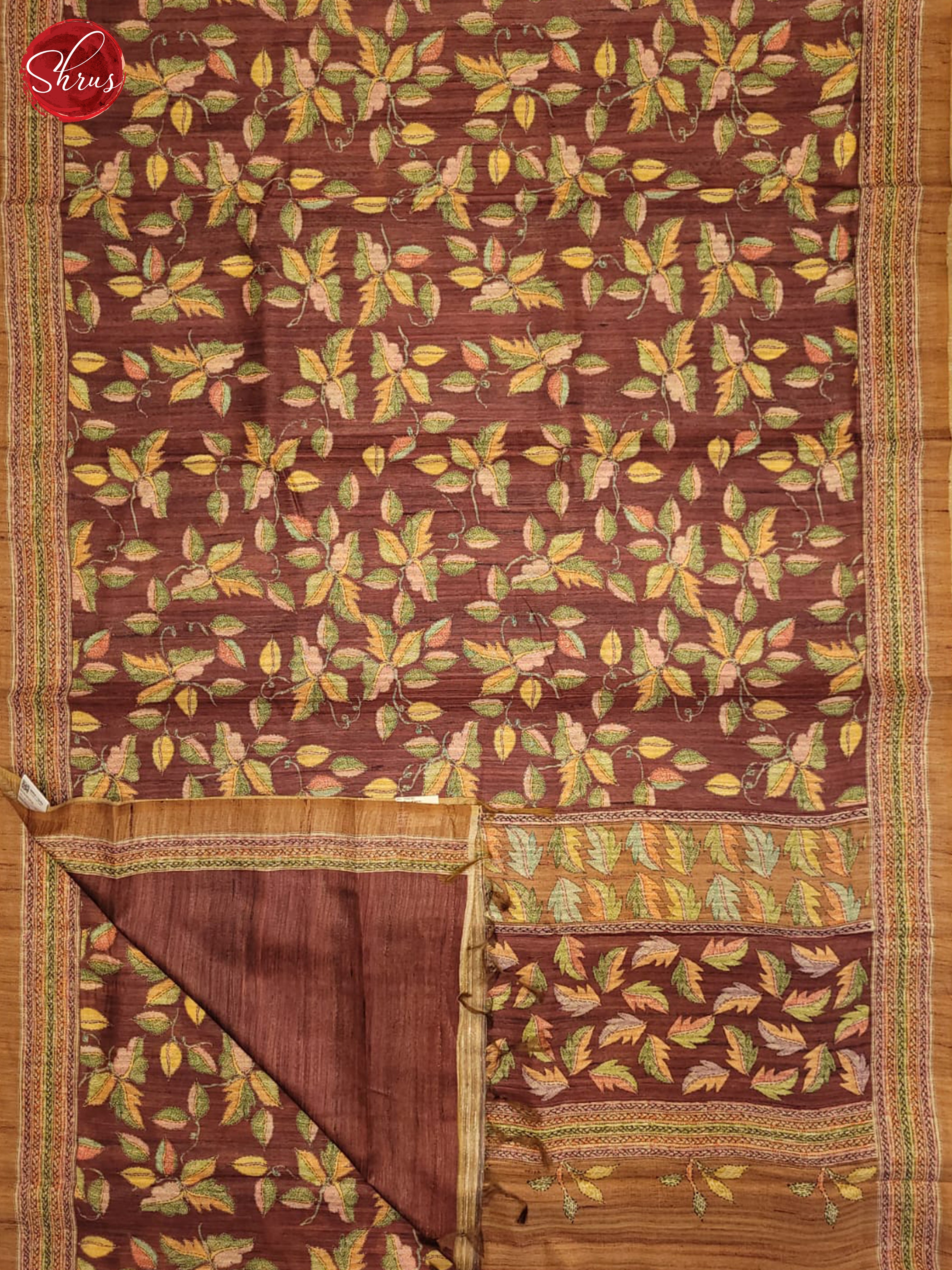 Maroon & Brown - Semi Gicha Saree - Shop on ShrusEternity.com