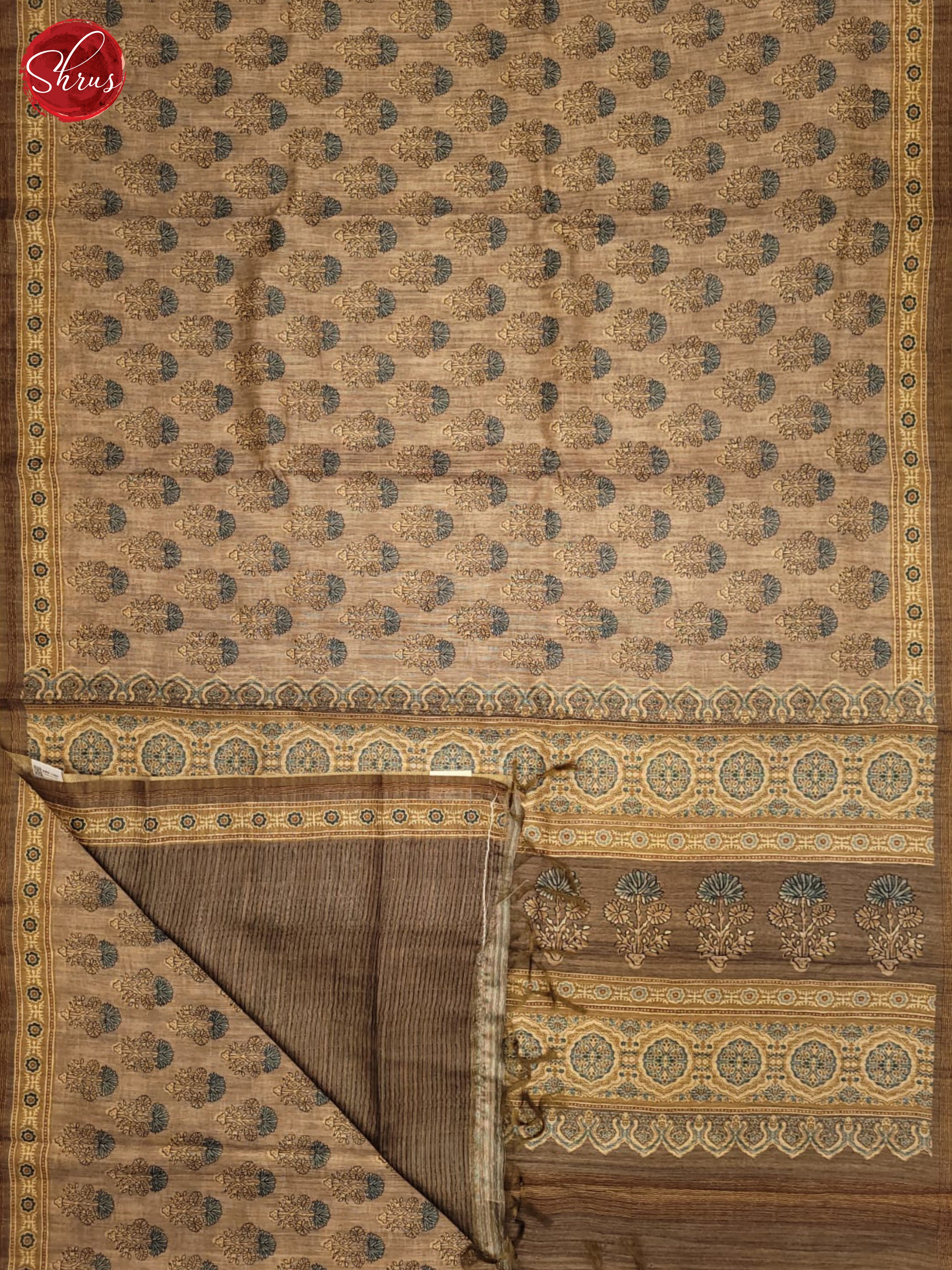 Light Brown & Brown  - Semi Gicha Saree - Shop on ShrusEternity.com