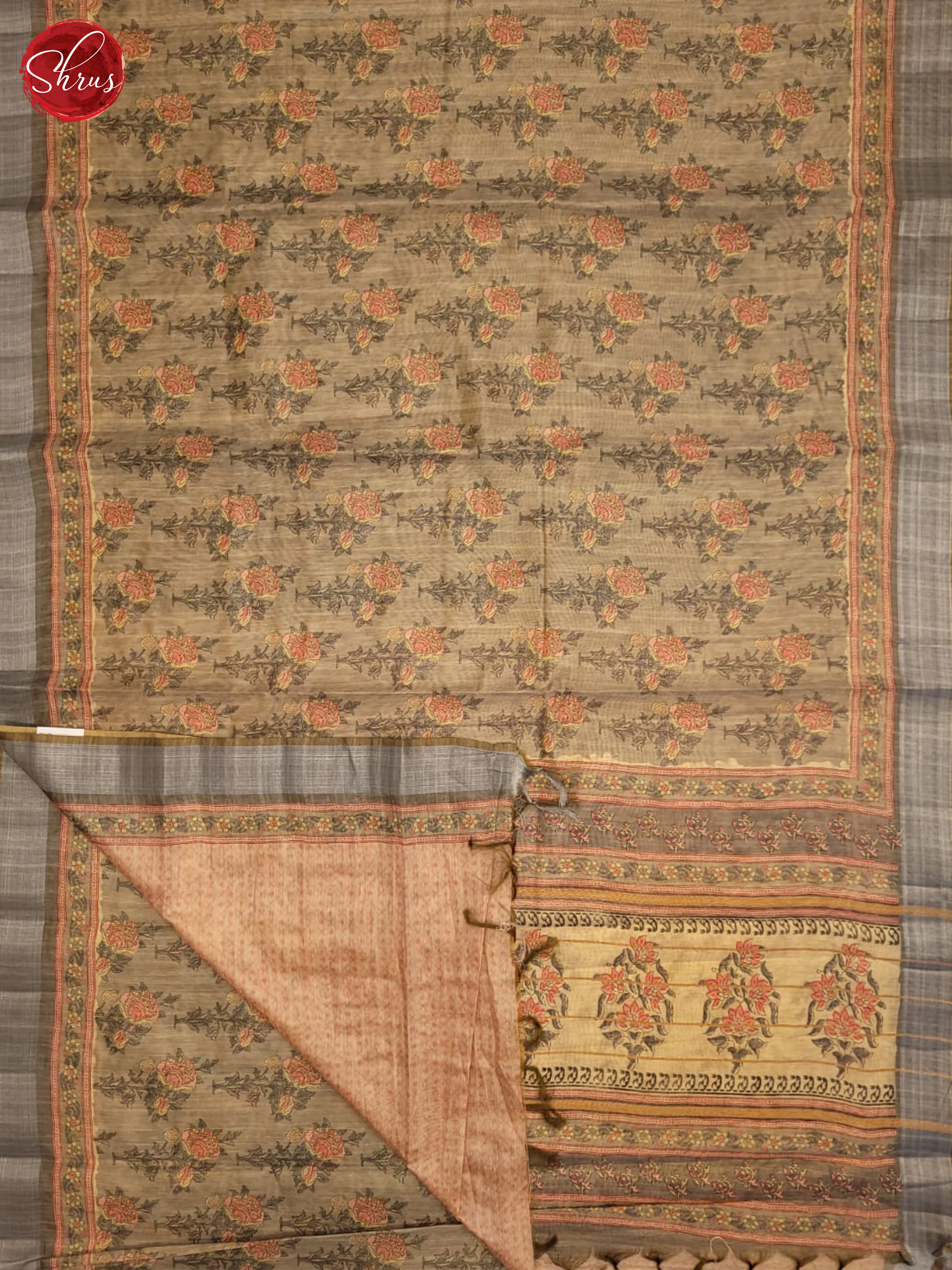 Brown & Beige- Semi Gicha Saree - Shop on ShrusEternity.com