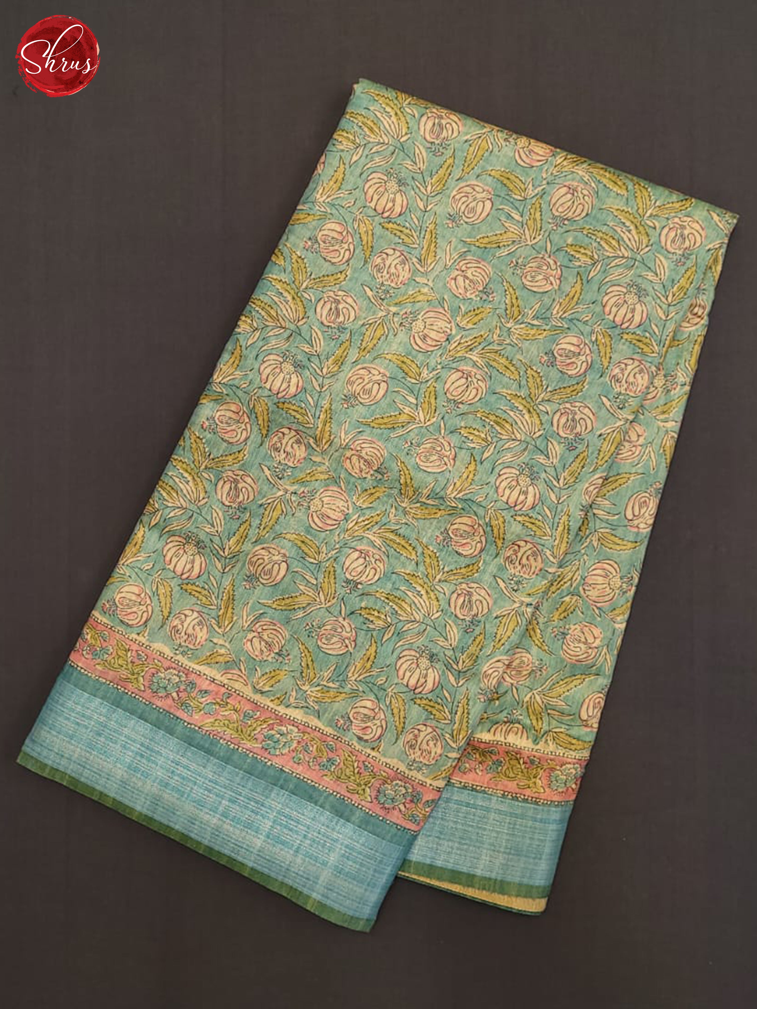 Blue & Beige - Semi Gicha Saree - Shop on ShrusEternity.com