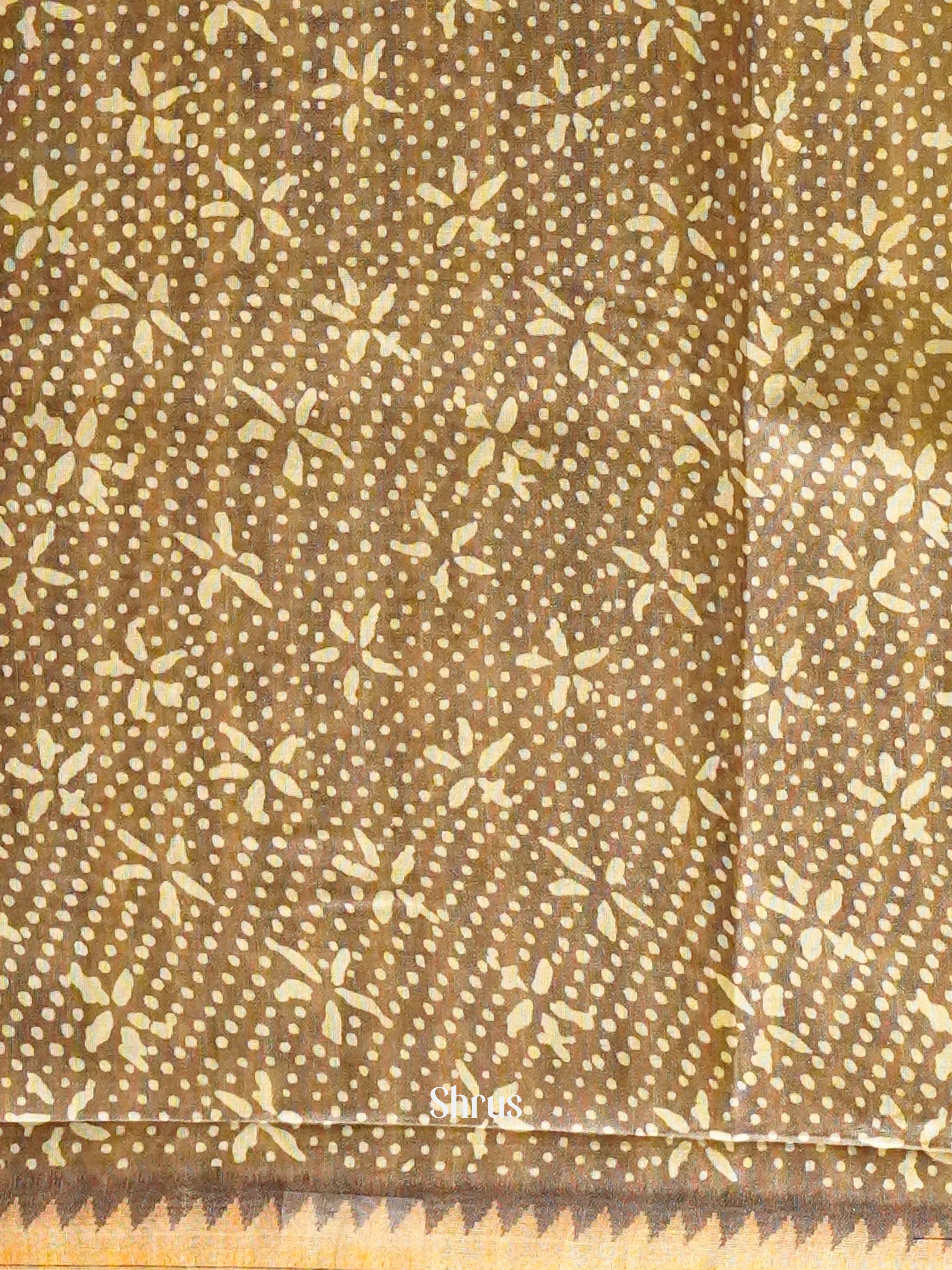 Light Brown & Brown - Semi gicha Saree