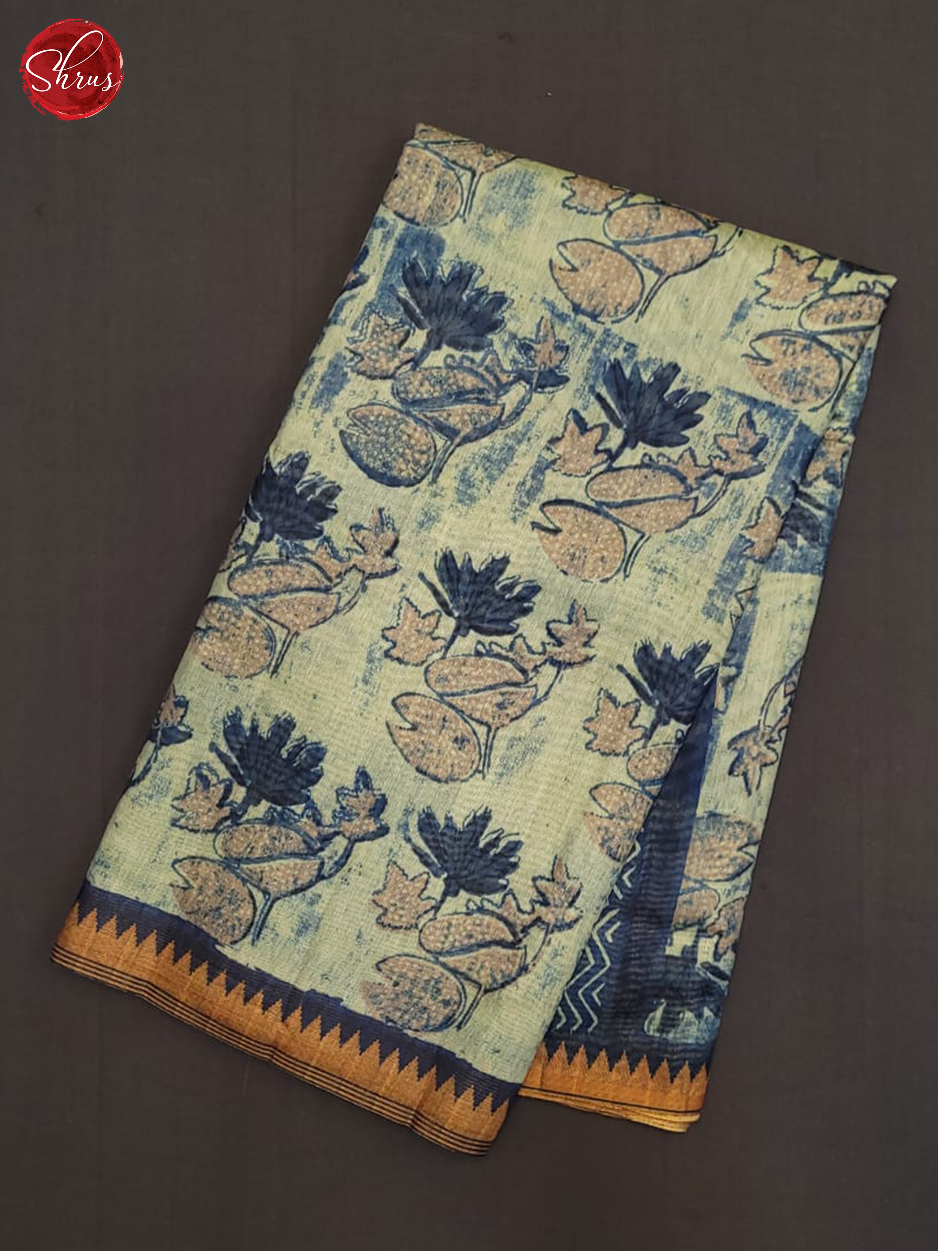 Aqua blue & Blue - Semi gicha Saree - Shop on ShrusEternity.com