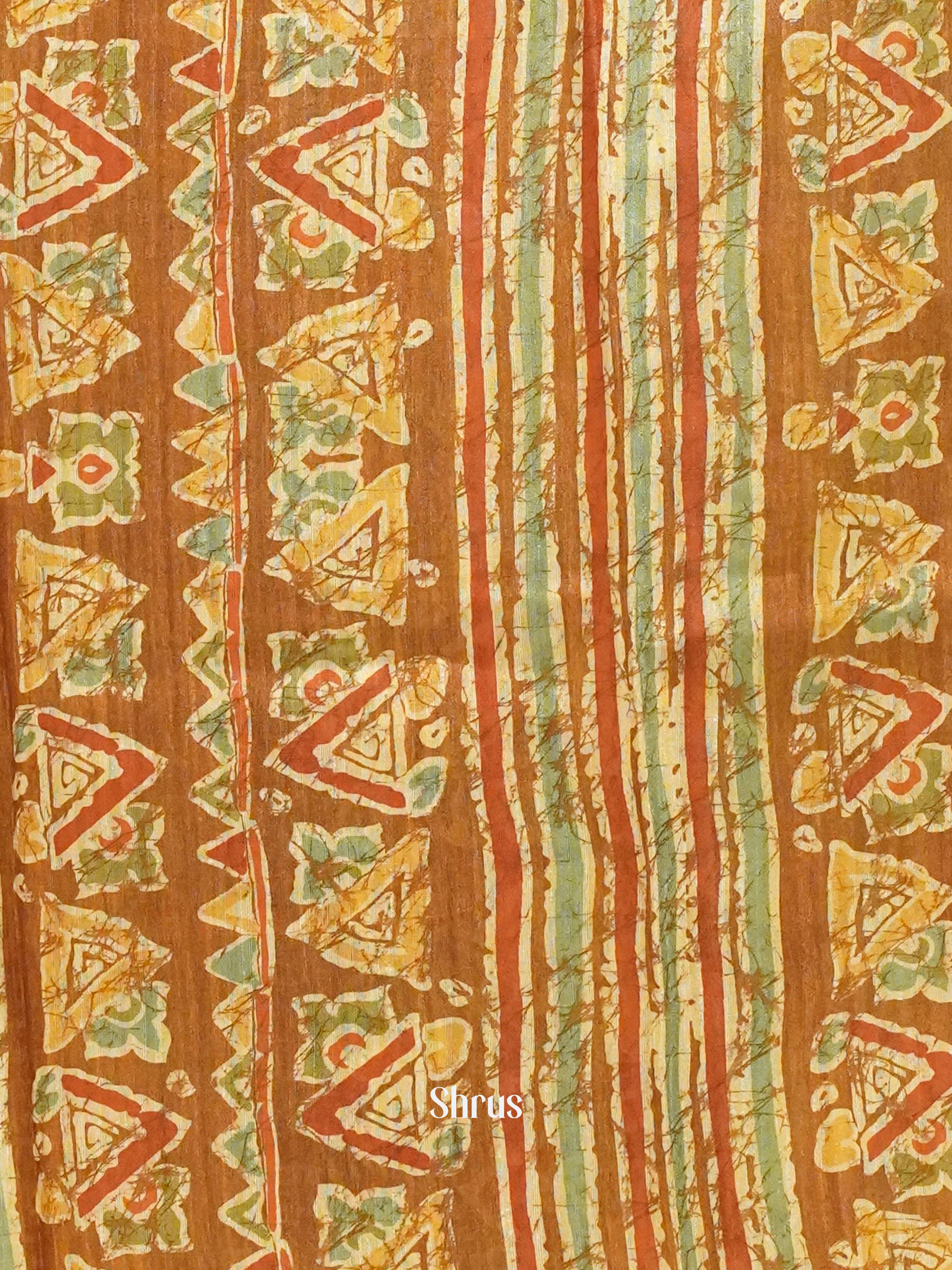 Light Brown- Semi gicha Saree