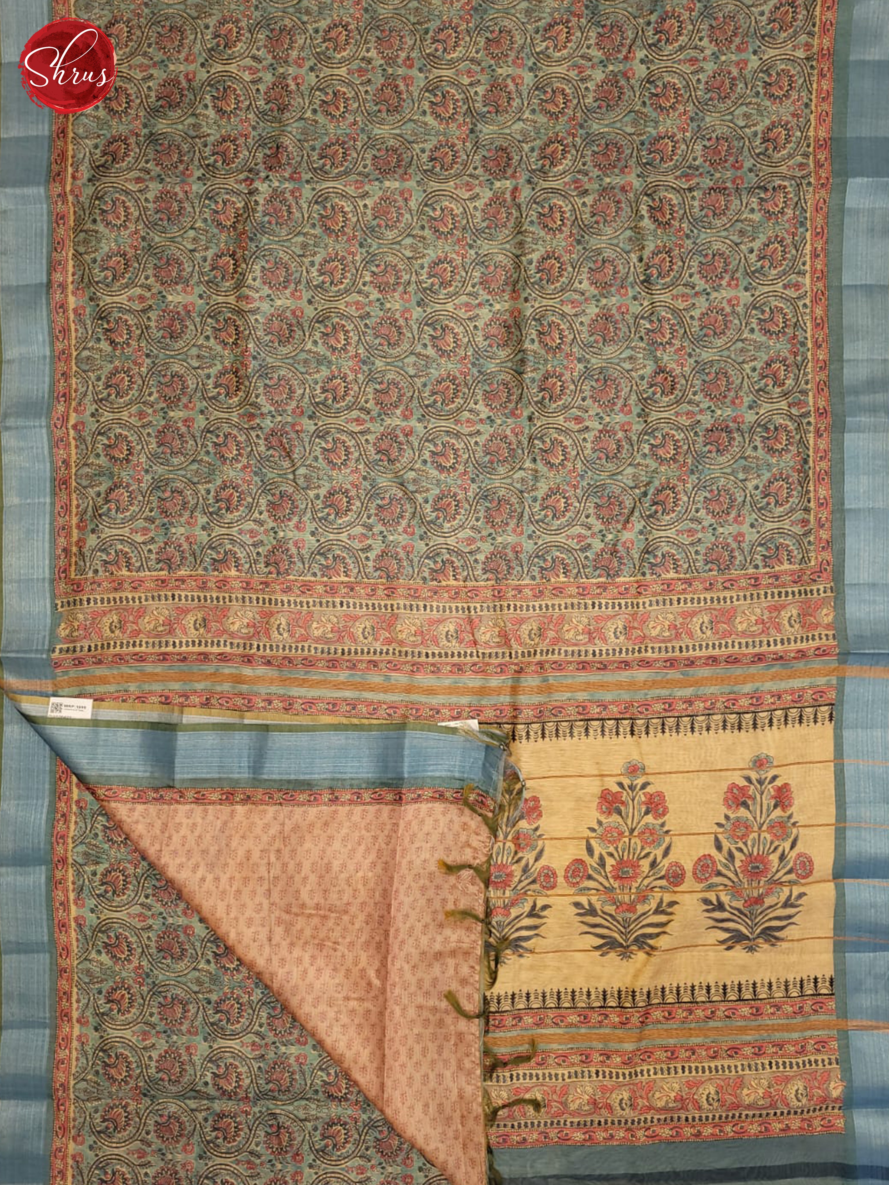 Blue & Beige - Semi gicha Saree - Shop on ShrusEternity.com