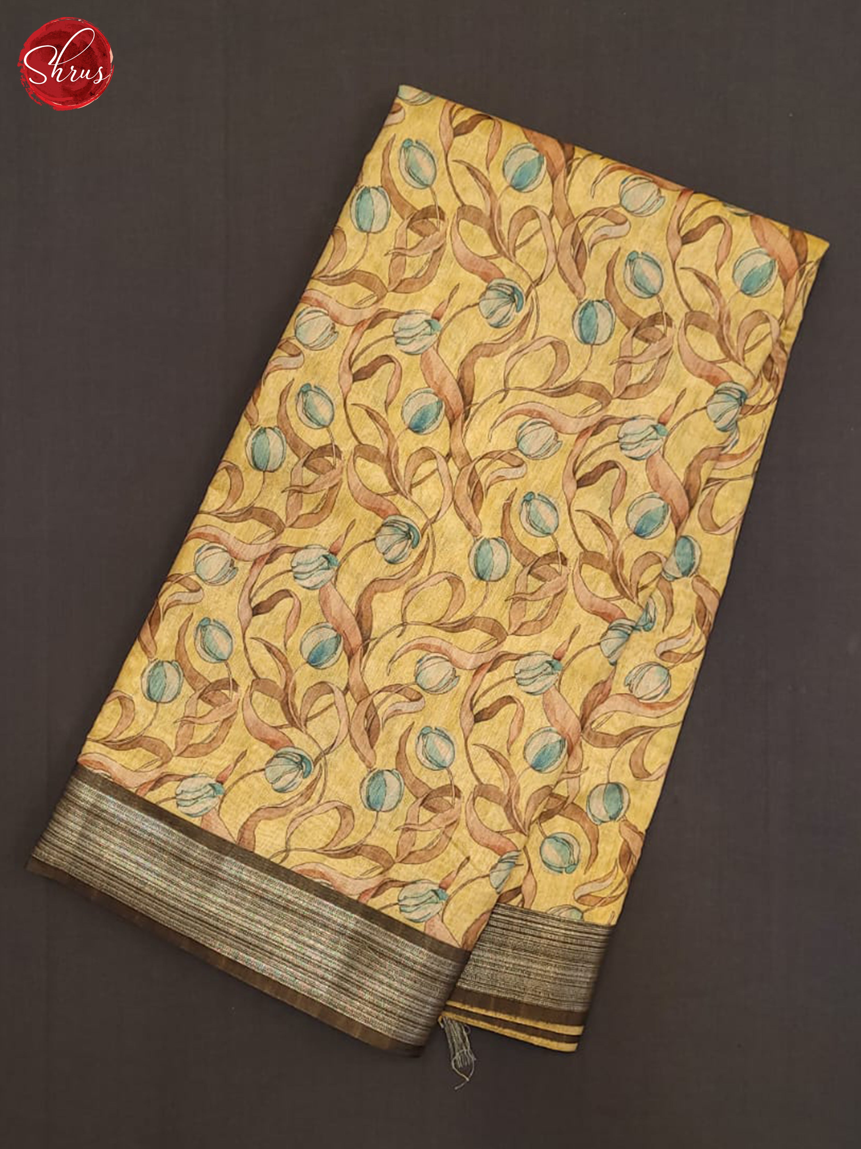 Mustard & Brown - Semi gicha Saree - Shop on ShrusEternity.com