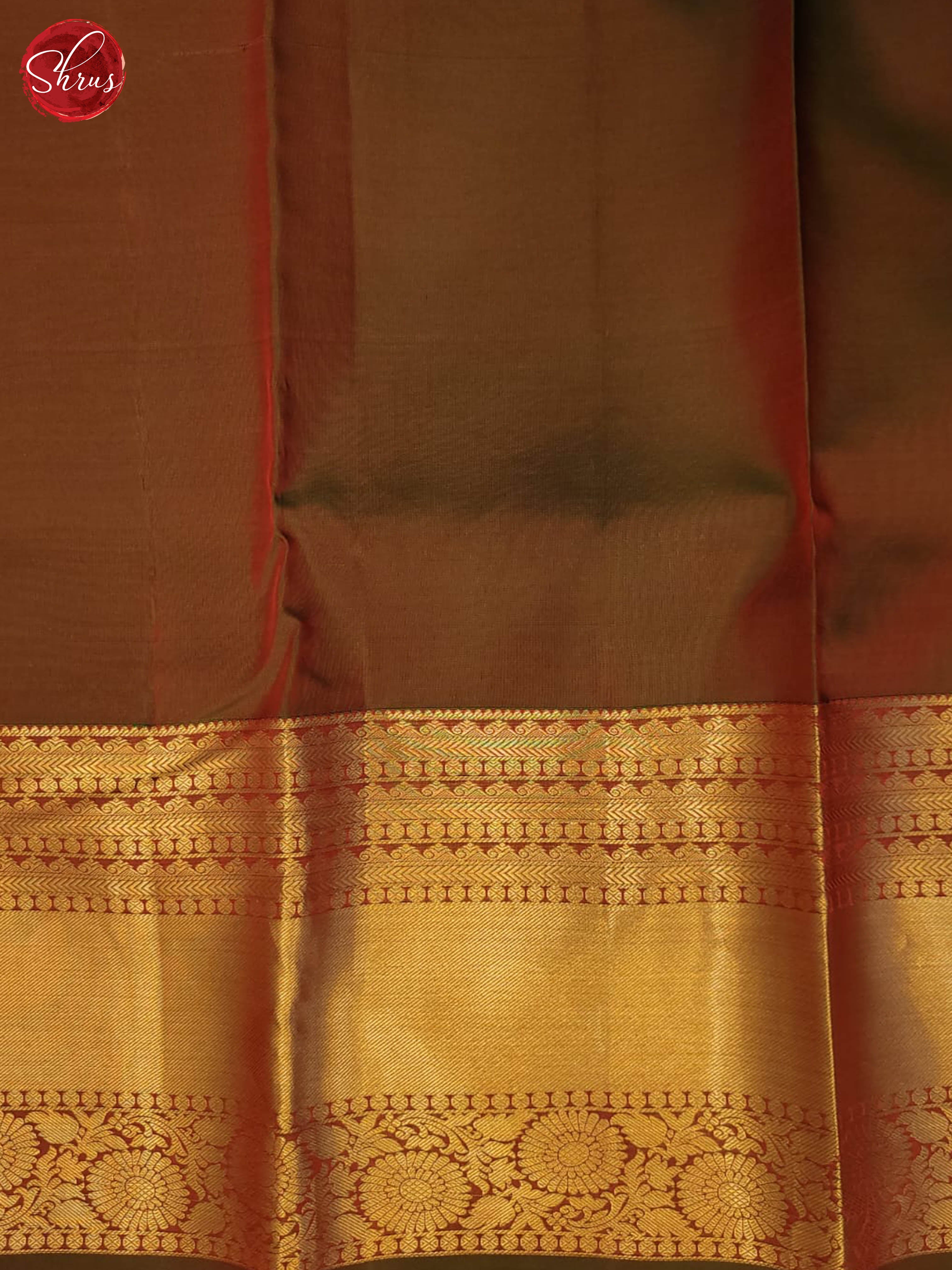 Red and mehandi Green- Kanchipuram Half-pure Silk Saree - Shop on ShrusEternity.com