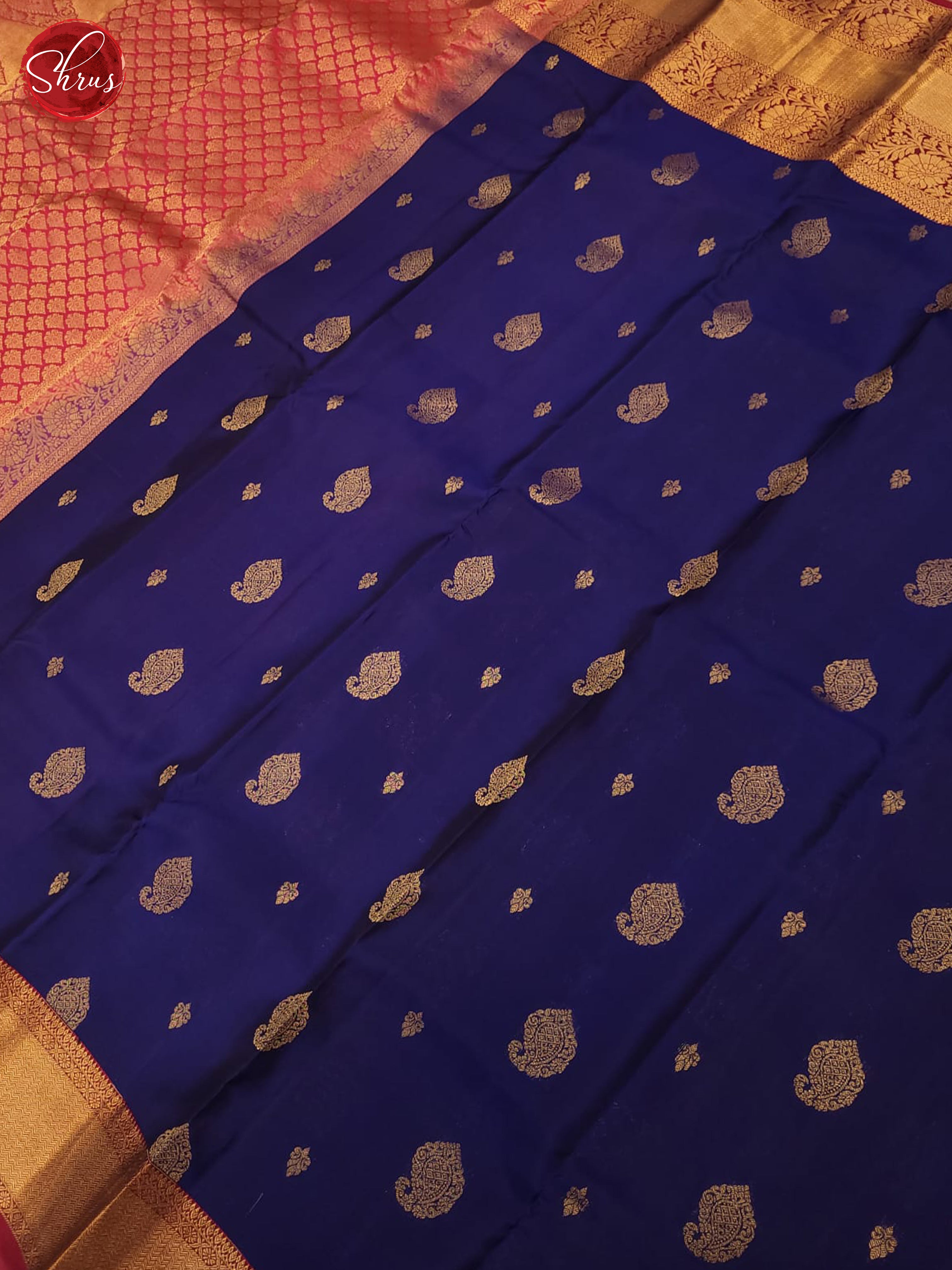 Blue & Pink  - Kanchipuram halfpure Saree - Shop on ShrusEternity.com