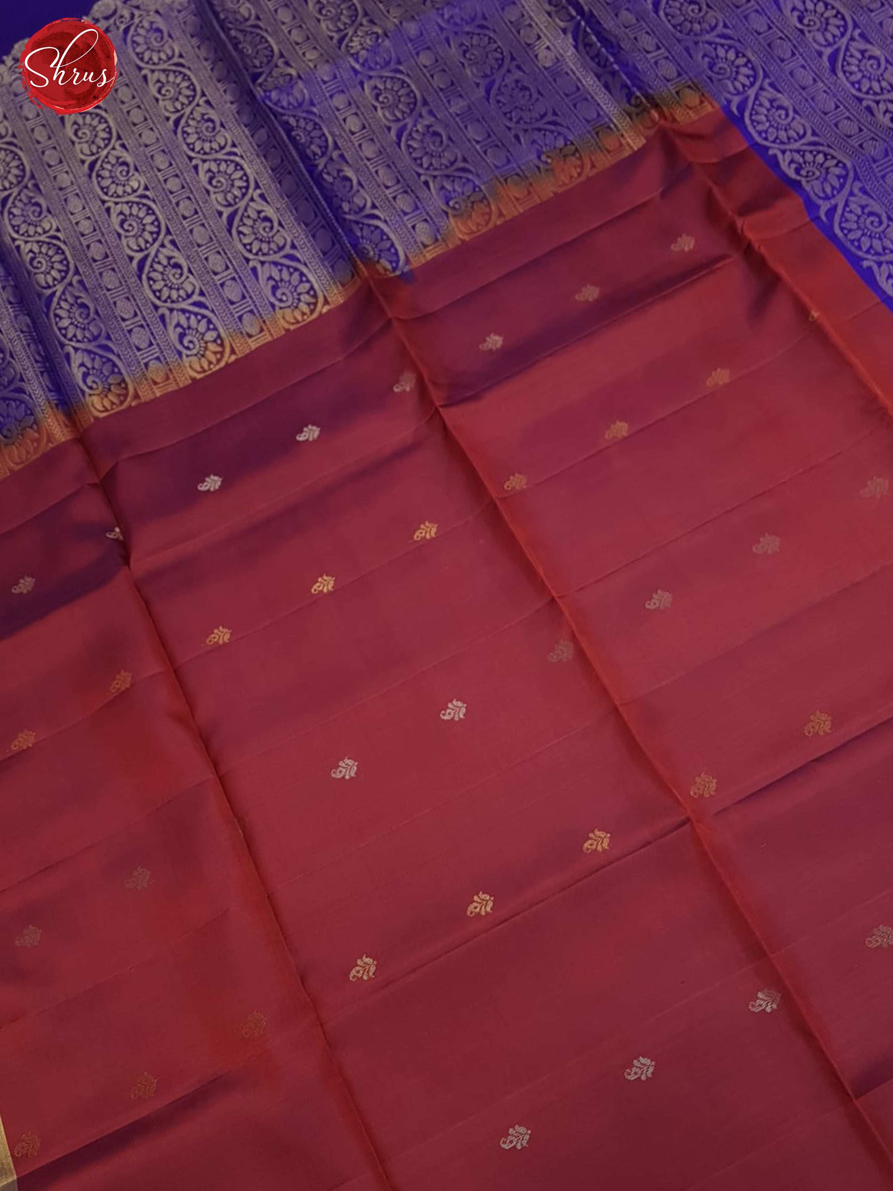 Maroon & Purple - Soft Silk Halfpure Saree - Shop on ShrusEternity.com