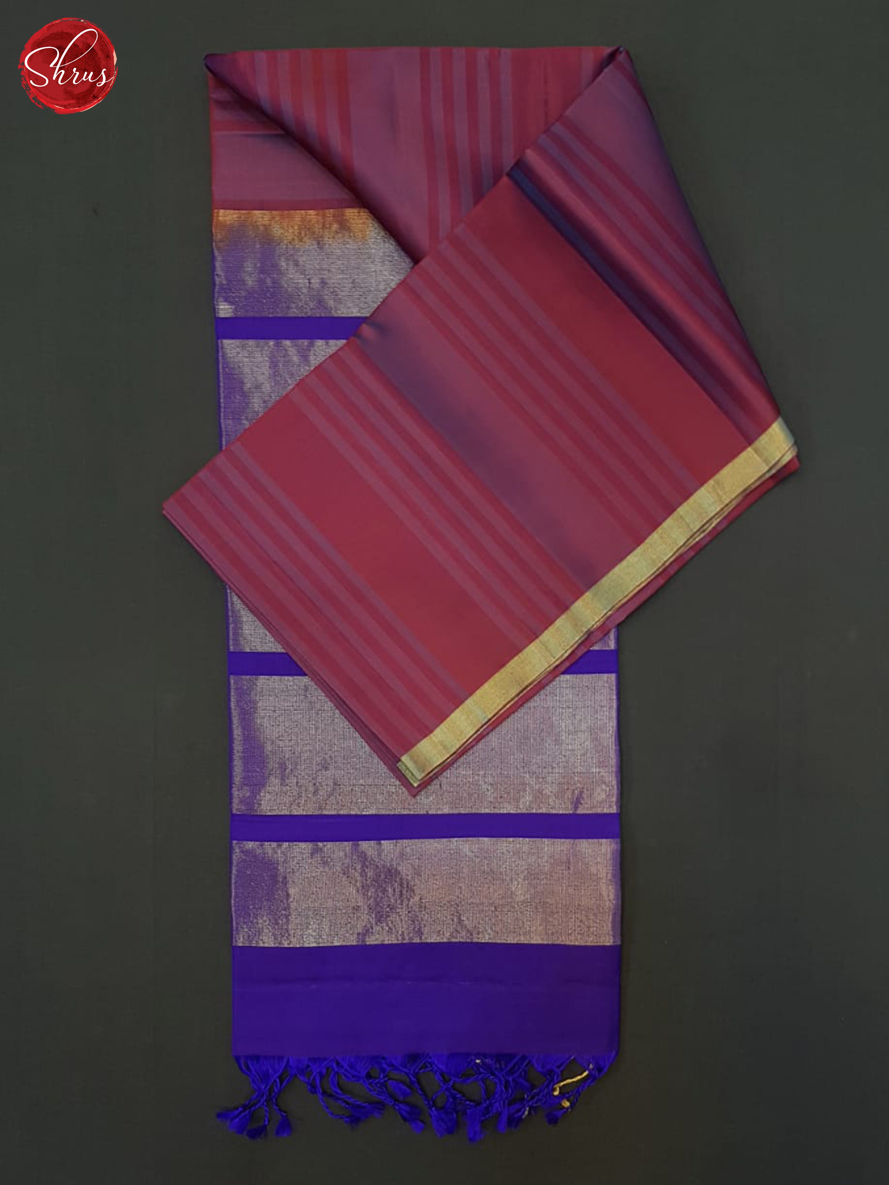 Purple & Blue- Soft Silk Halfpure Saree - Shop on ShrusEternity.com