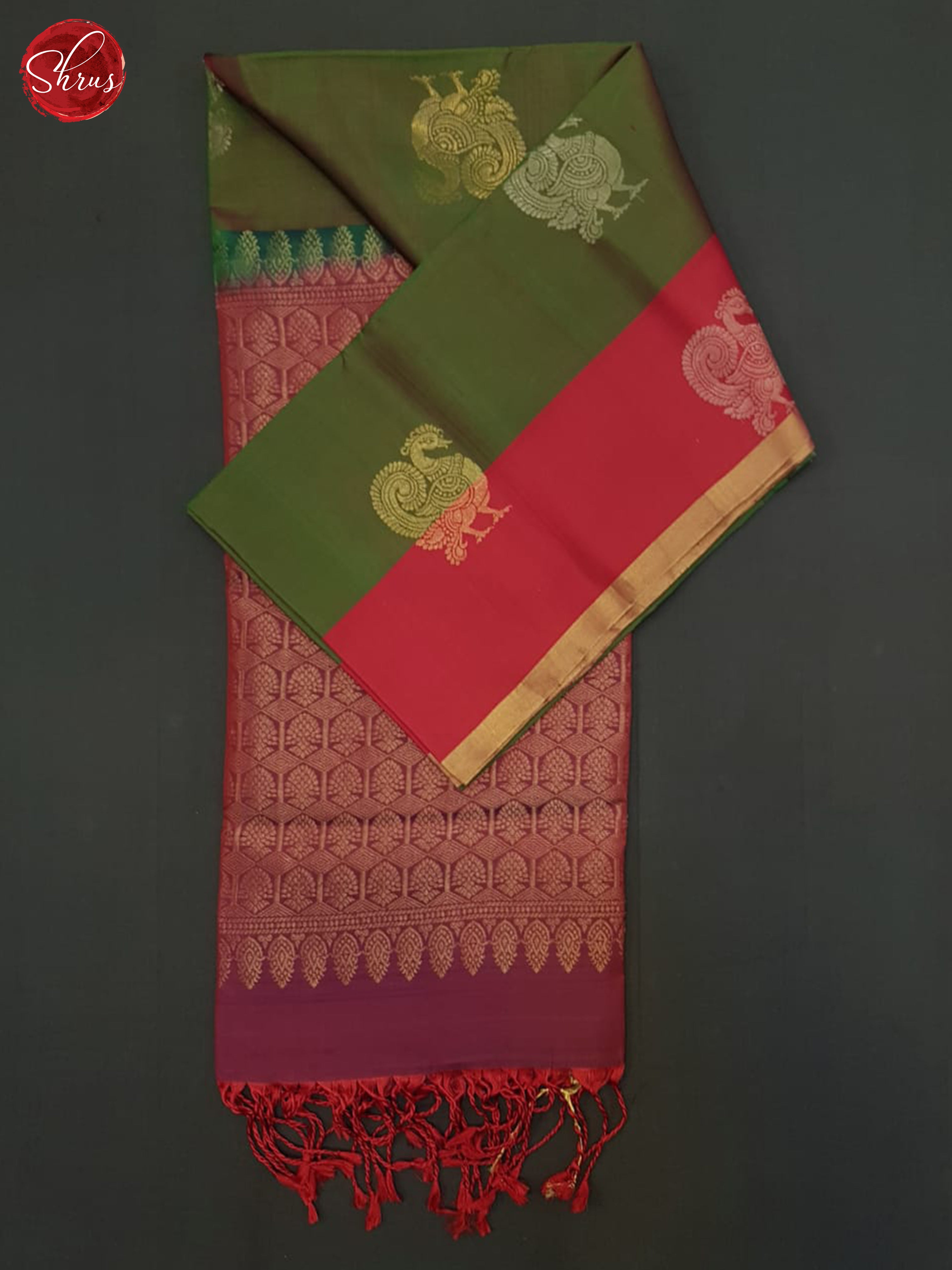 Green & Maroon - Soft Silk Halfpure Saree - Shop on ShrusEternity.com