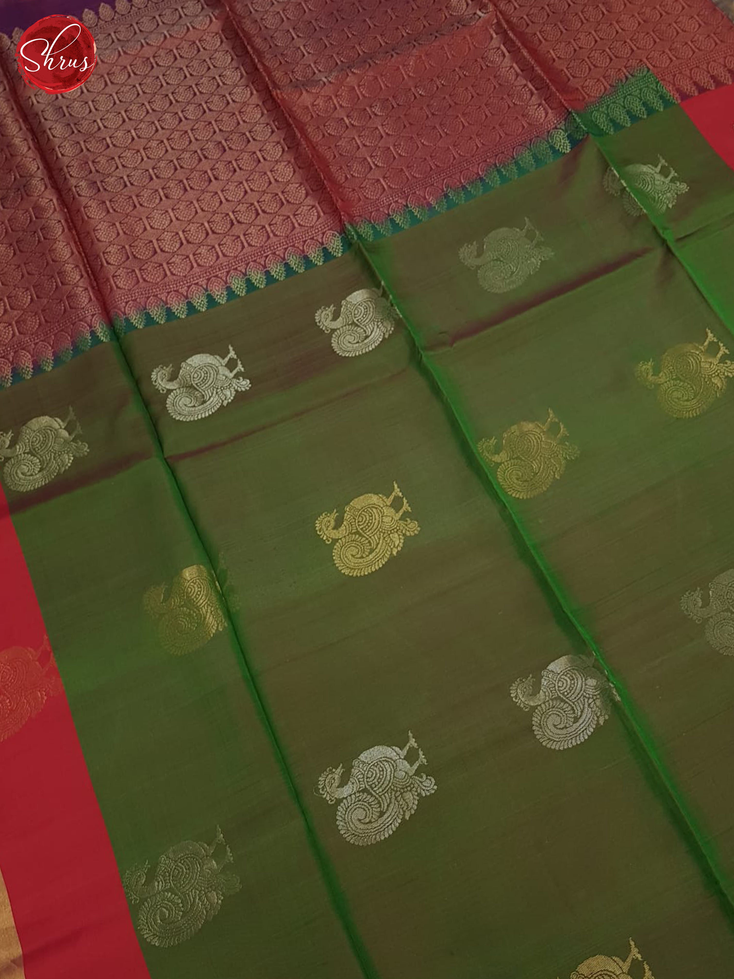 Green & Maroon - Soft Silk Halfpure Saree - Shop on ShrusEternity.com