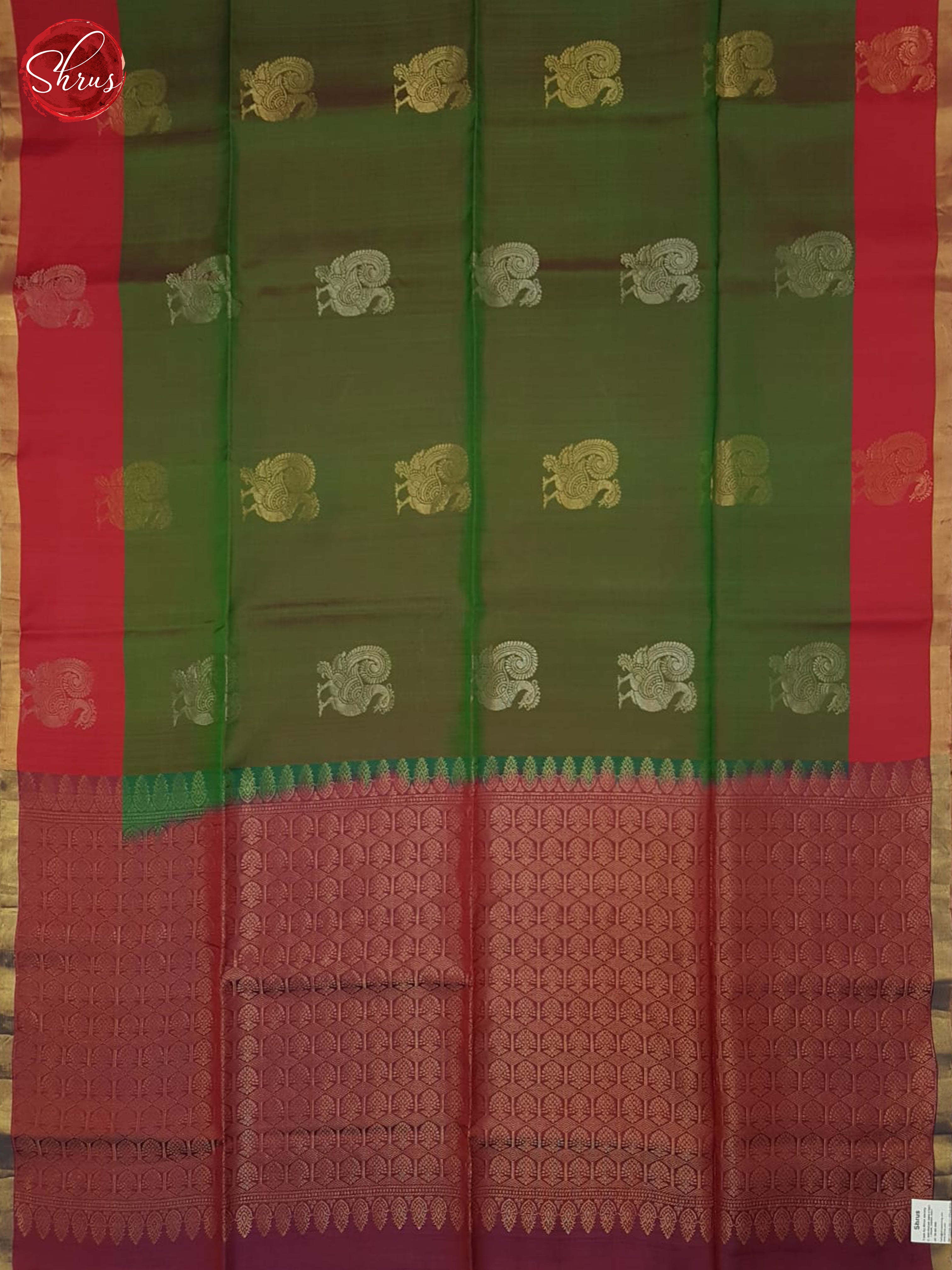 Green & Maroon - Soft Silk Halfpure Saree - Shop on ShrusEternity.com