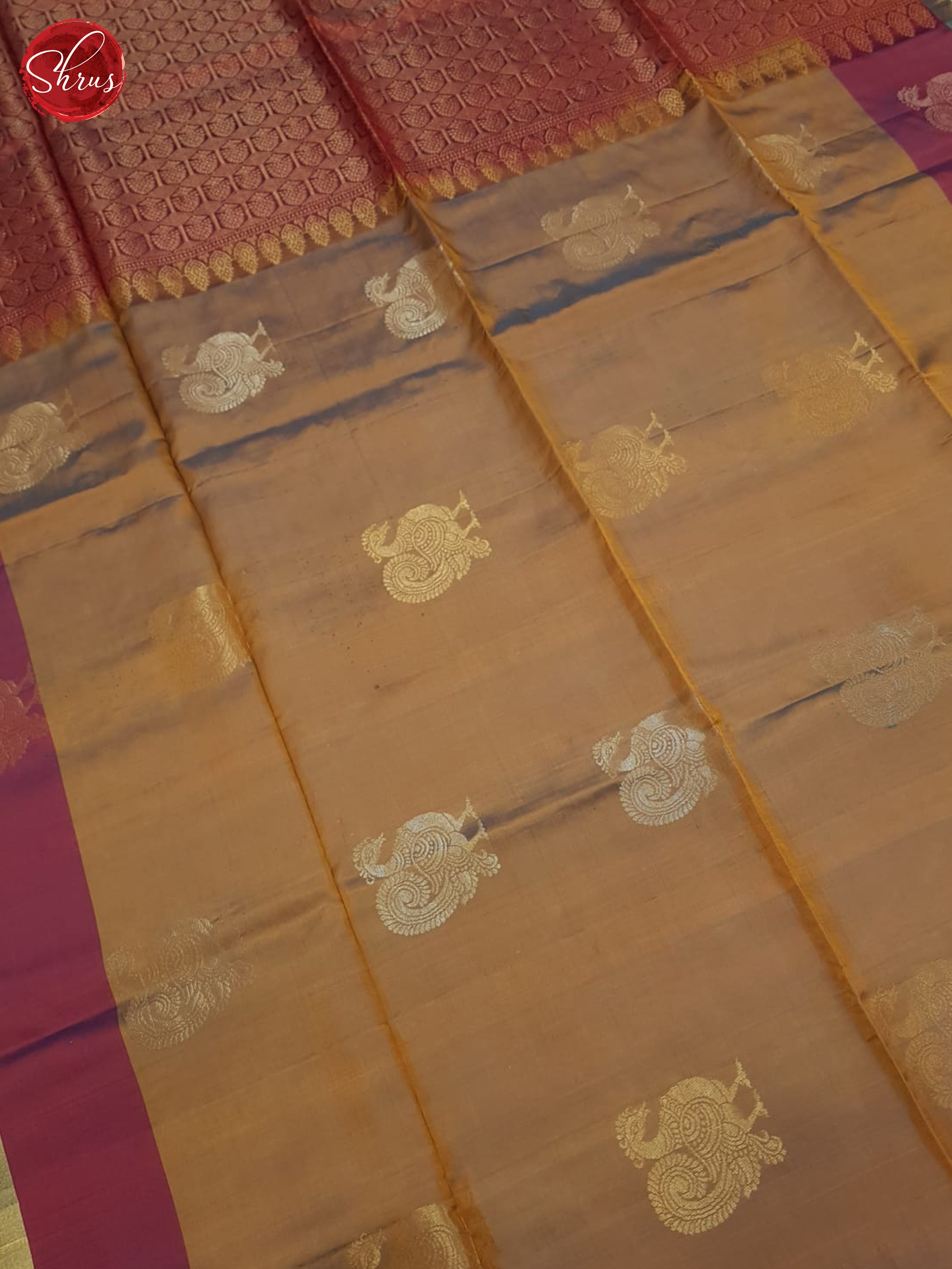 Light Brown & Maroon- Soft Silk Halfpure Saree - Shop on ShrusEternity.com