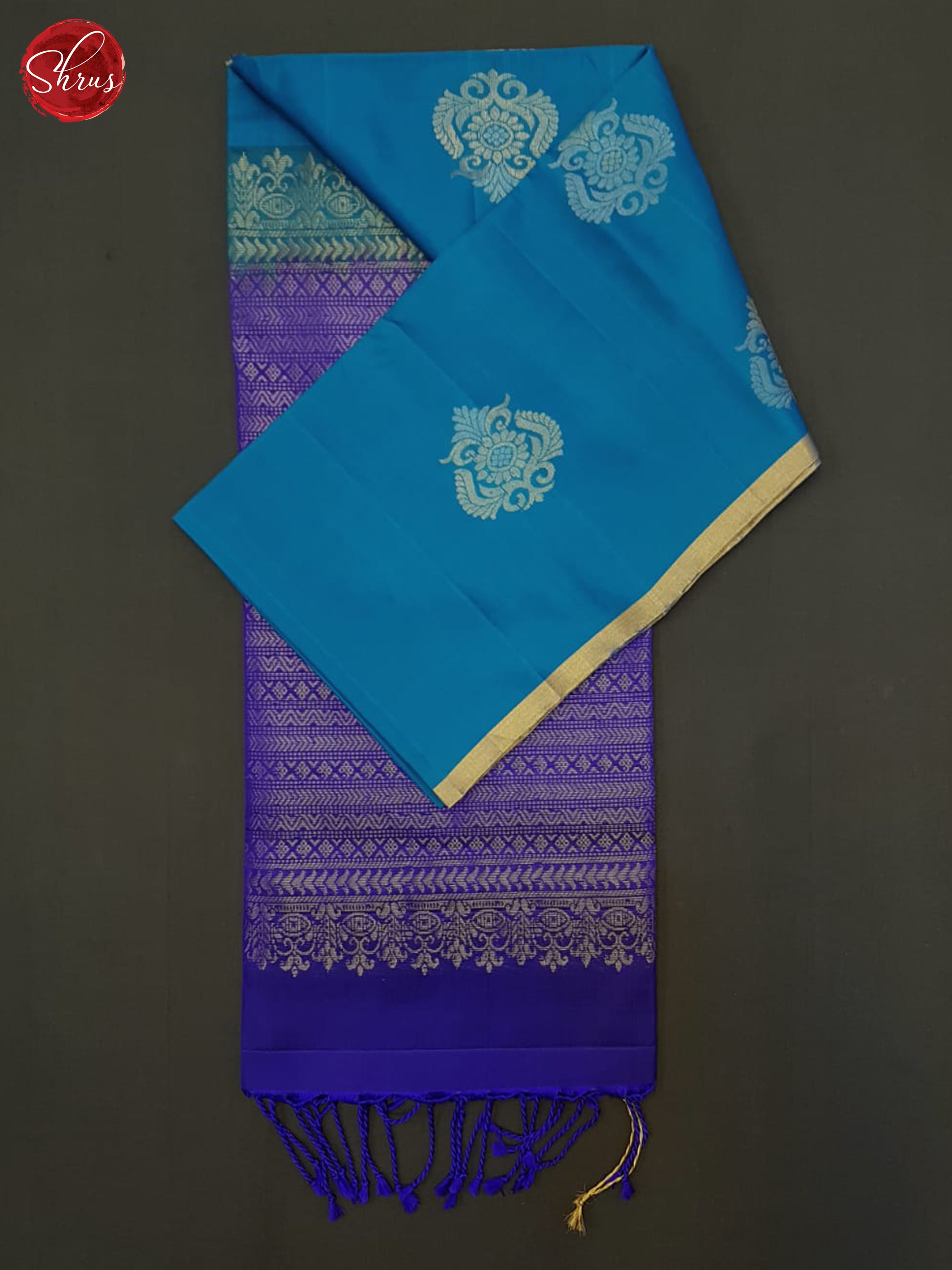 Teal & Blue - Soft Silk Halfpure Saree - Shop on ShrusEternity.com