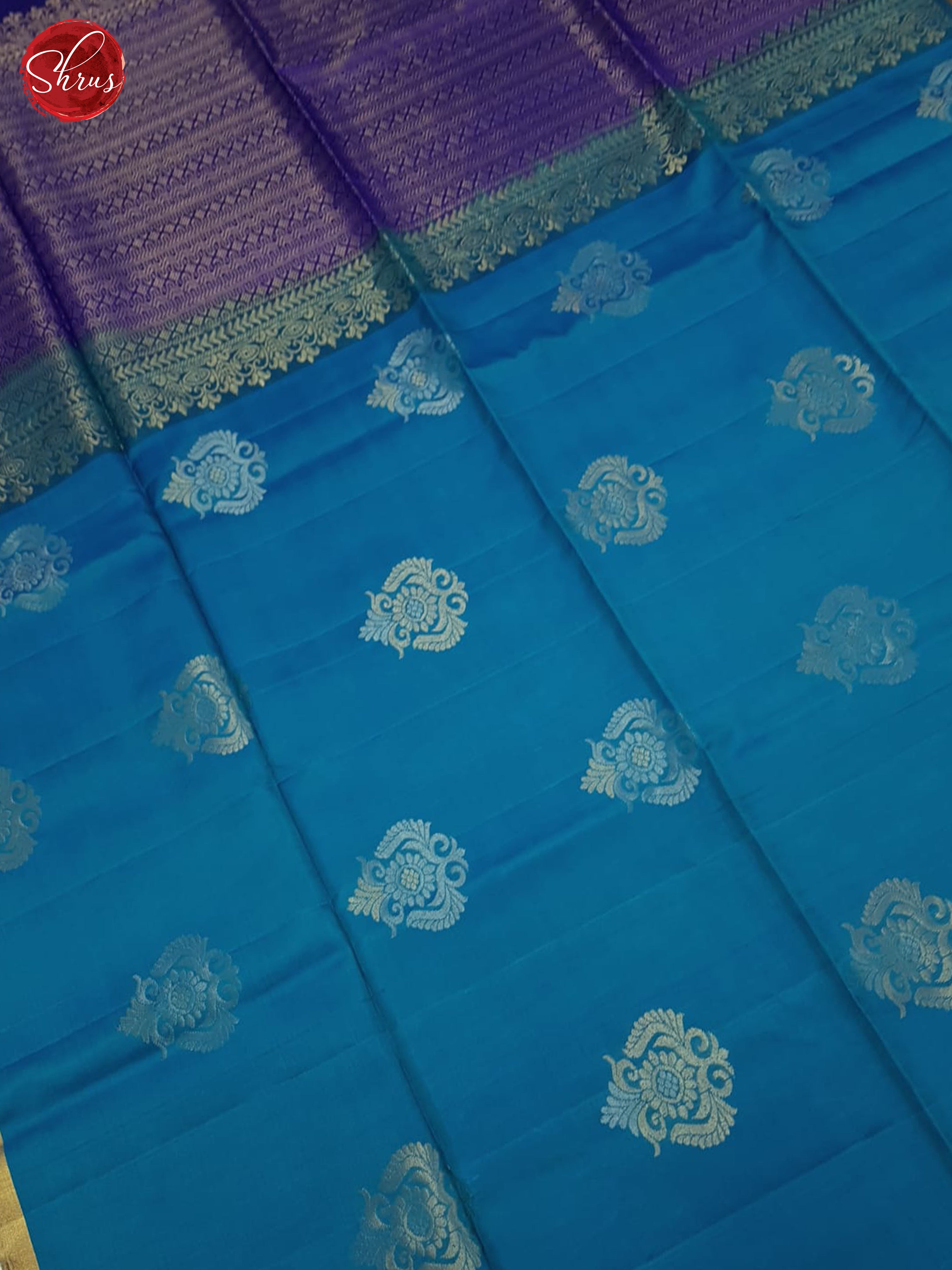 Teal & Blue - Soft Silk Halfpure Saree - Shop on ShrusEternity.com