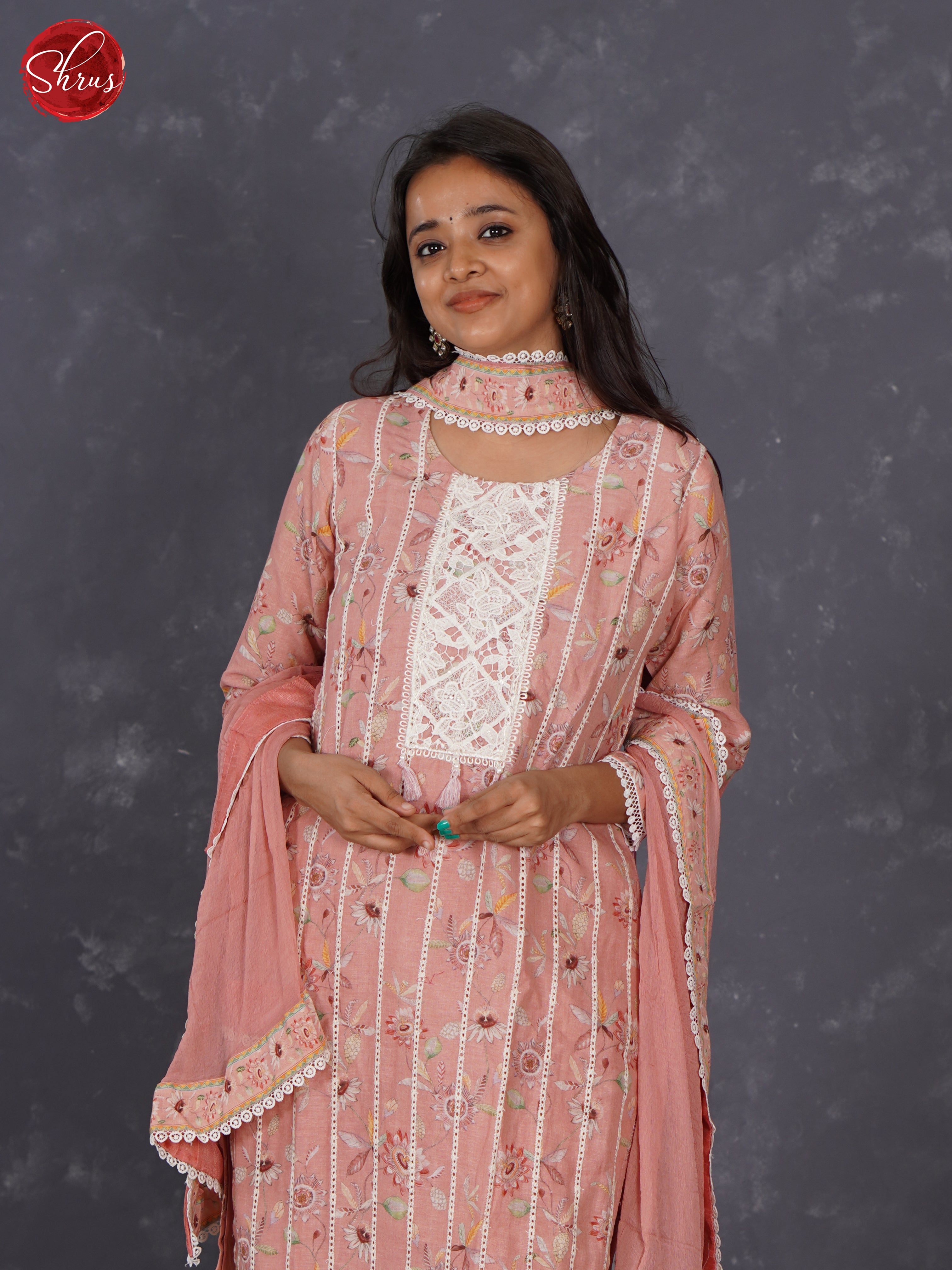 Pink - Art Tussar EmbroideredNeck Yoke 3 Piece Readymade Salwar - Shop on ShrusEternity.com