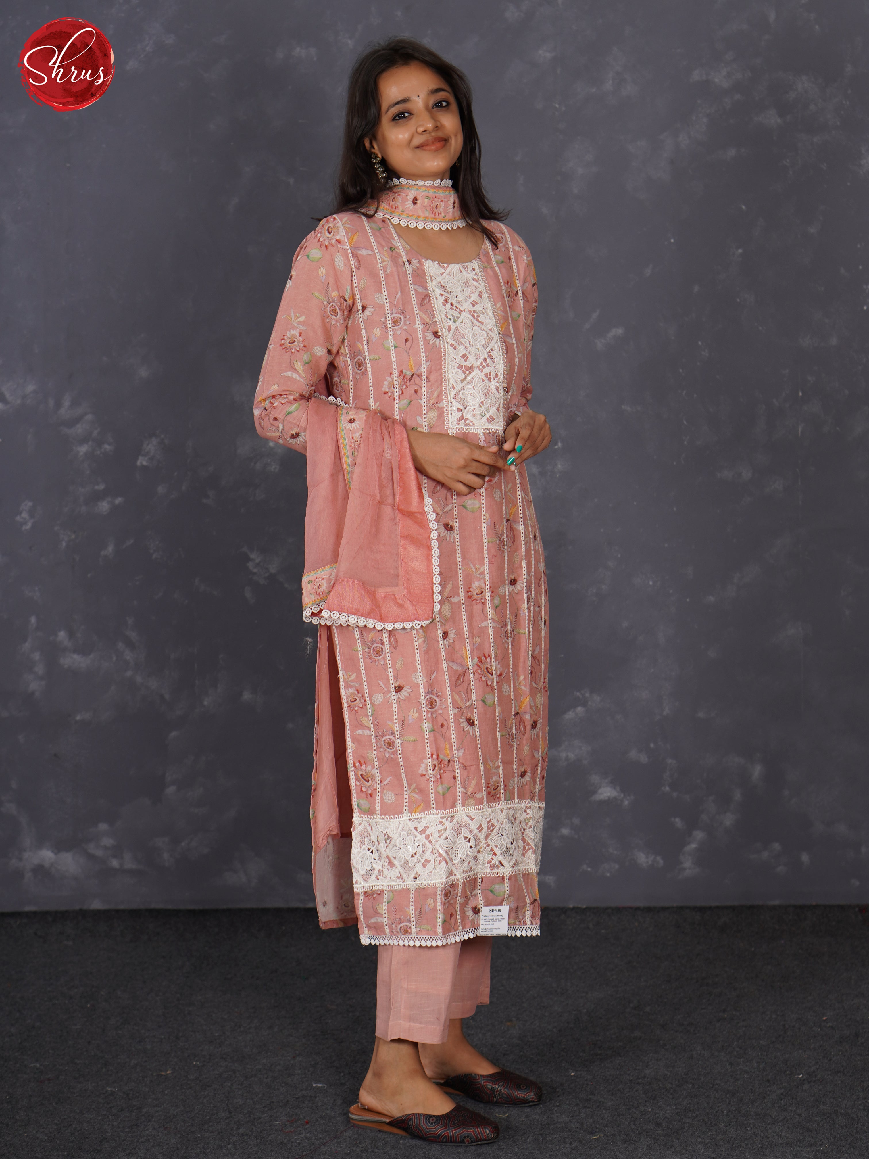 Pink - Art Tussar EmbroideredNeck Yoke 3 Piece Readymade Salwar - Shop on ShrusEternity.com