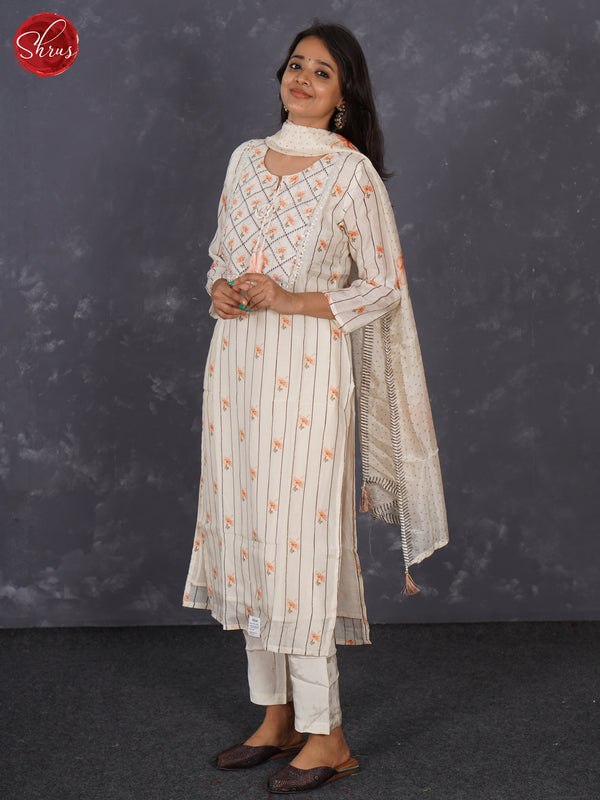 White - Rayon Fabric with Embroidered Neck Yoke 3 Readymade Salwar - Shop on ShrusEternity.com