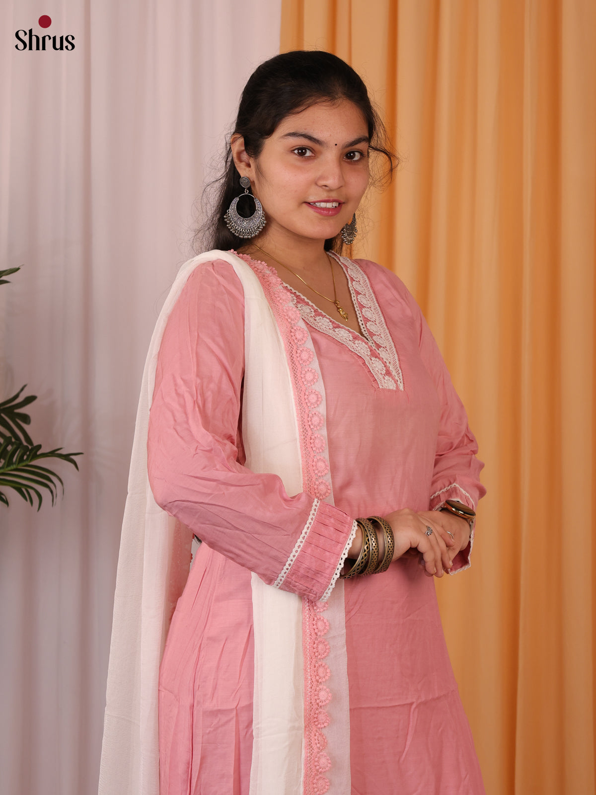 Pink  -Silk 3- piece Readymade Salwar