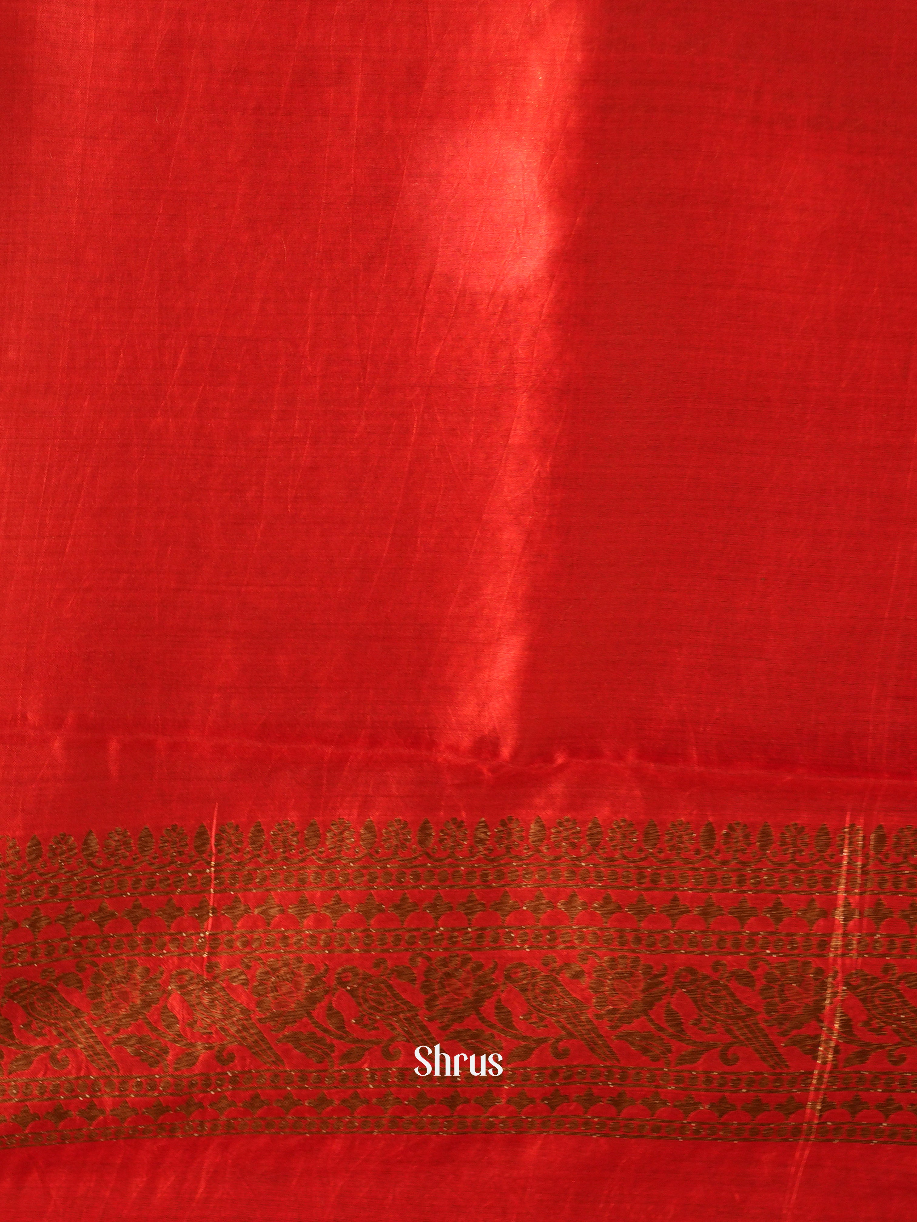 Chickoo & Red- Khatan Saree